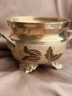 Vintage Brass + Enamel Cauldron
