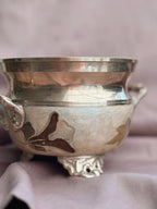 Vintage Brass + Enamel Cauldron