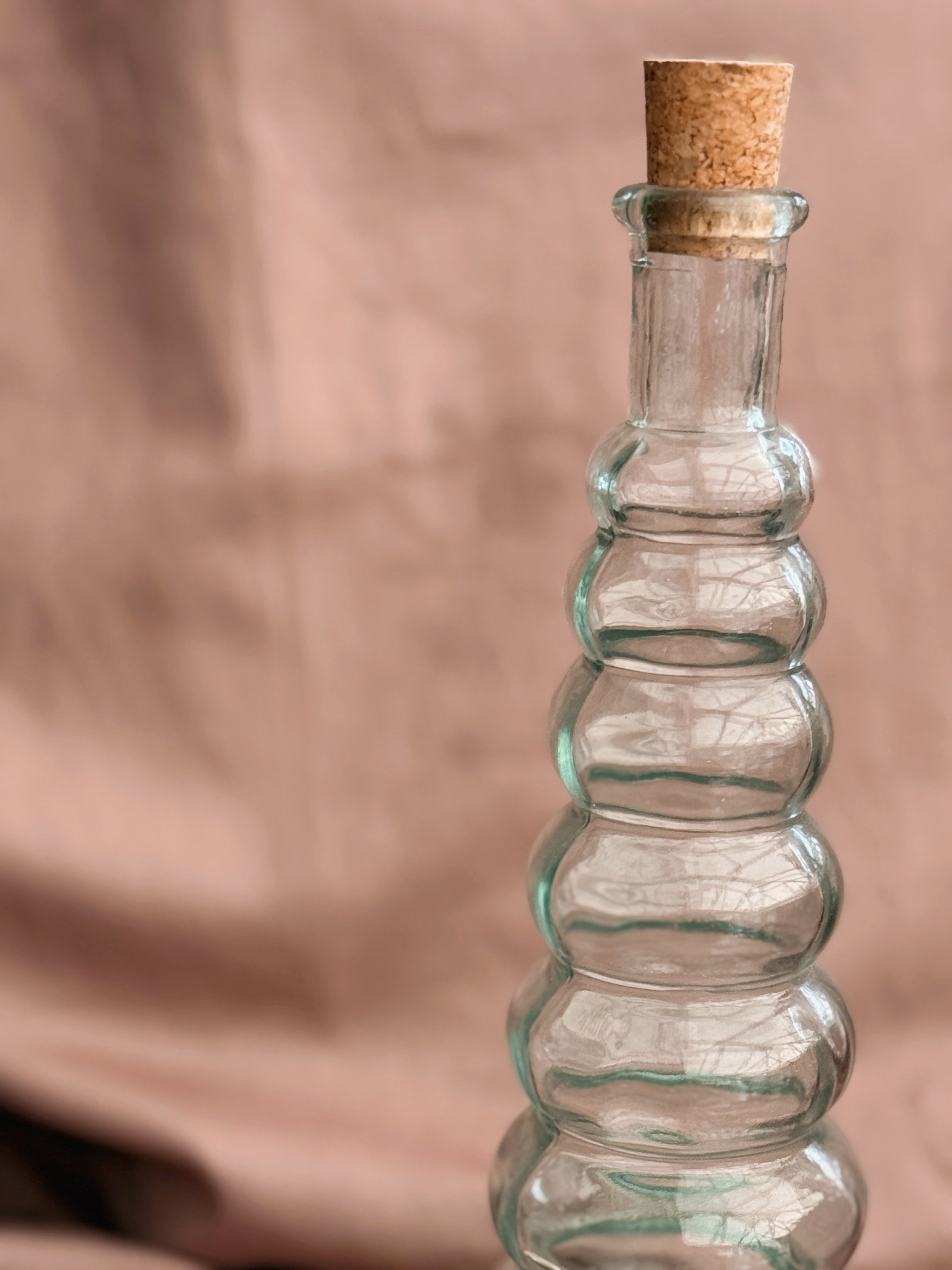 Vintage Tall Ribbed Glass Bottle (UK ONLY)