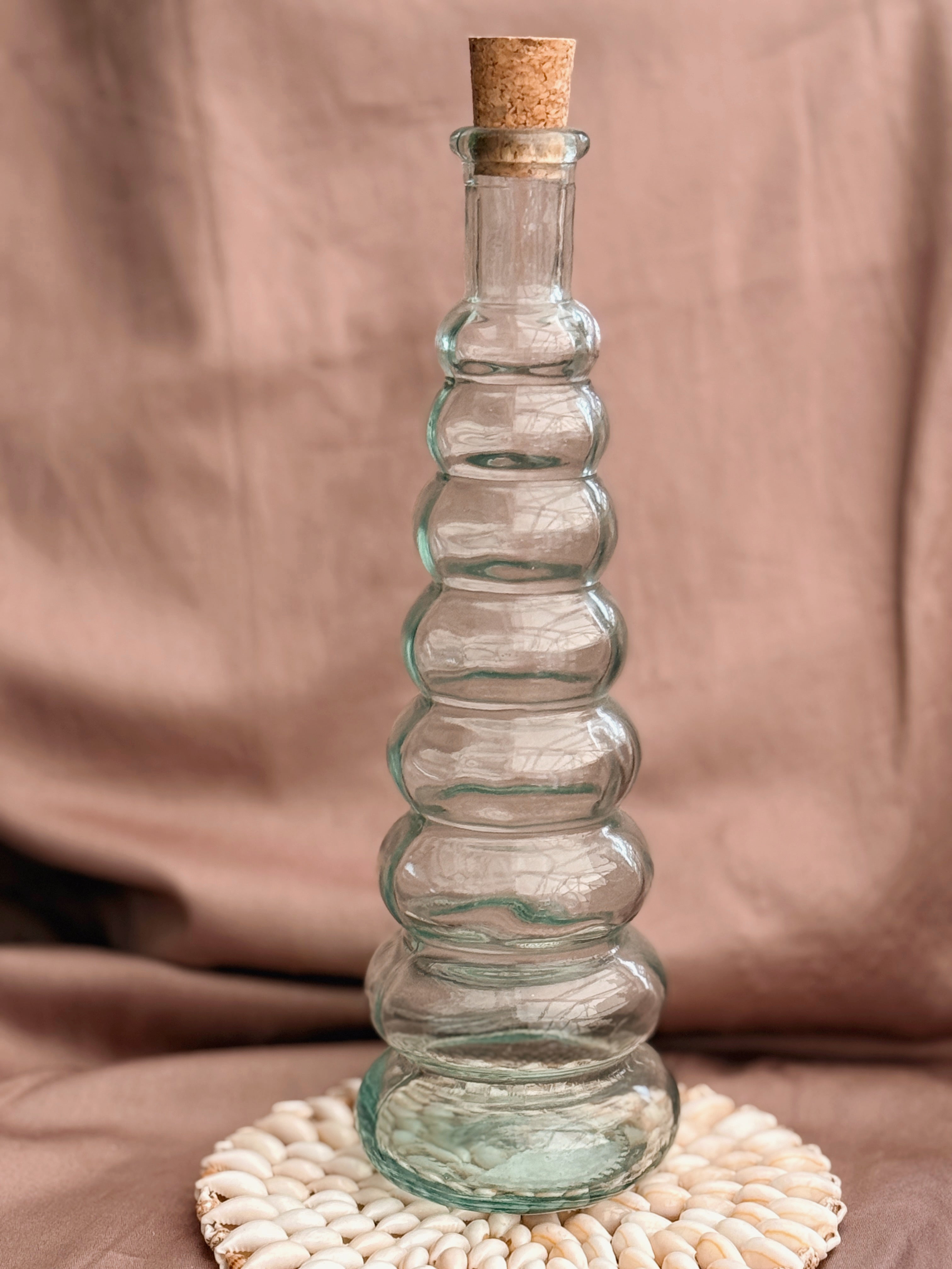 Vintage Tall Ribbed Glass Bottle (UK ONLY)