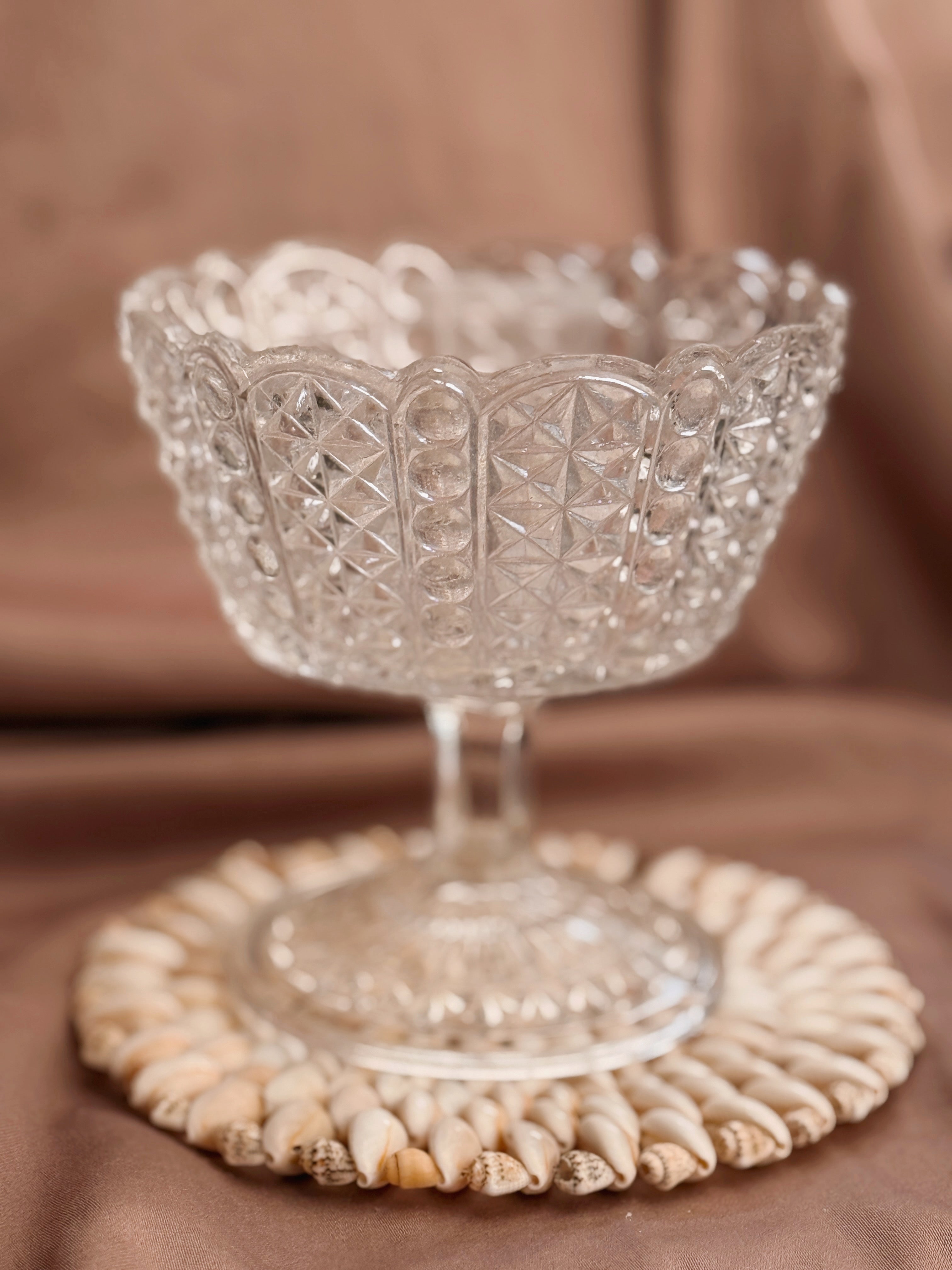 Vintage Crystal Glass Pedestal Bowl (UK ONLY)