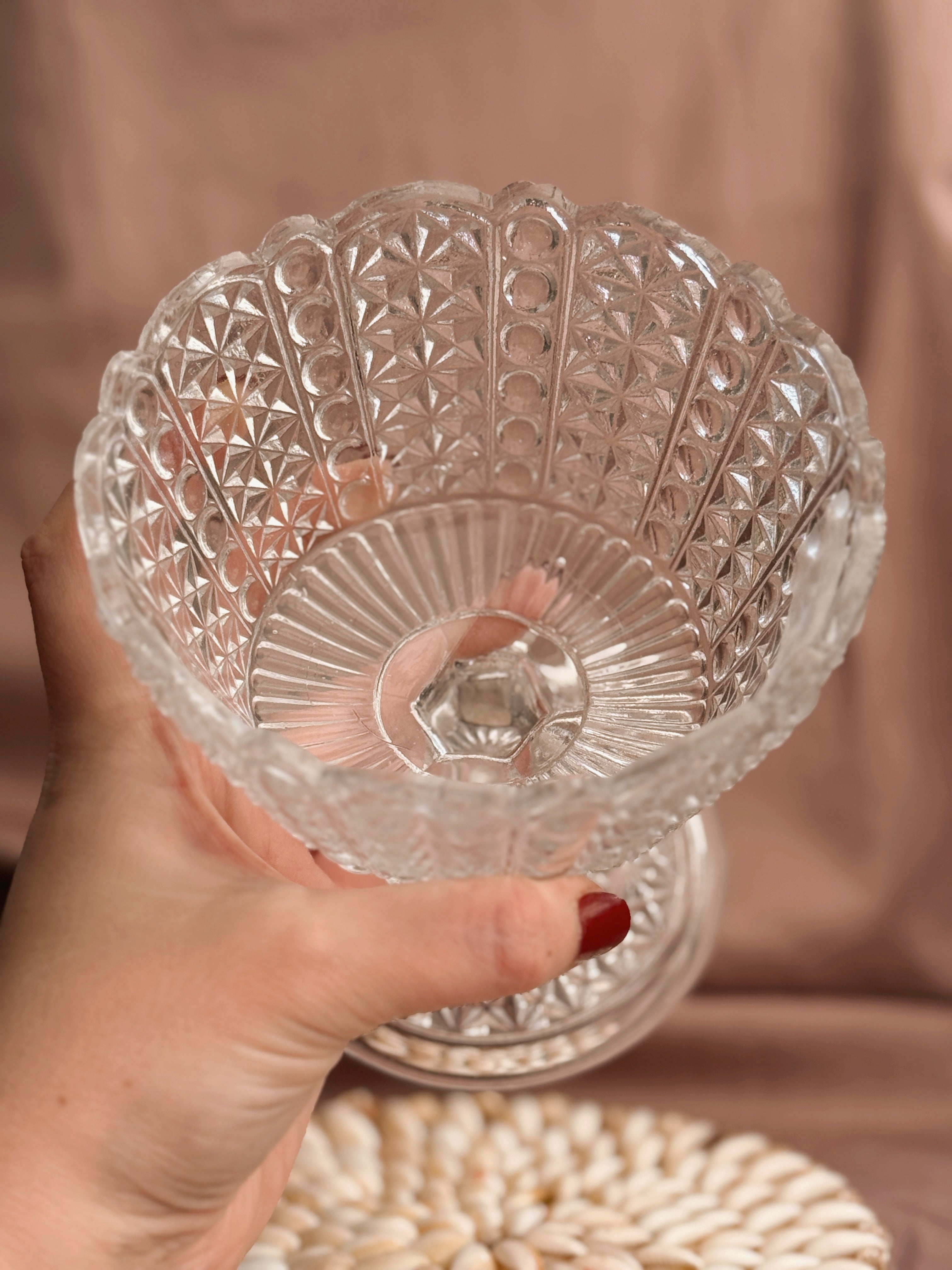 Vintage Crystal Glass Pedestal Bowl (UK ONLY)