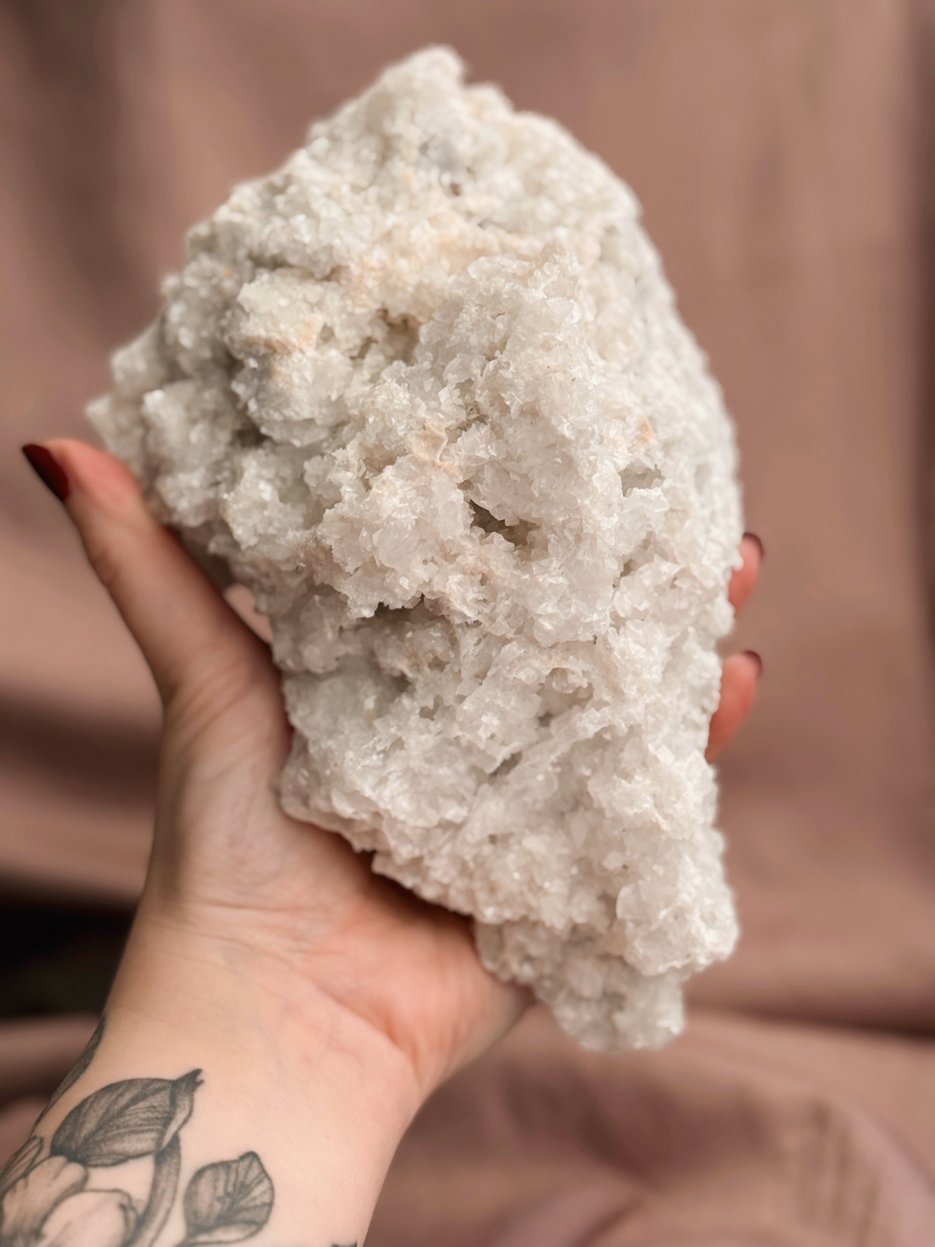 Clear Quartz + Calcite Crystal Cluster