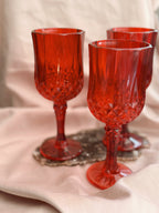 Vintage Set of 3 Red Wine Goblets