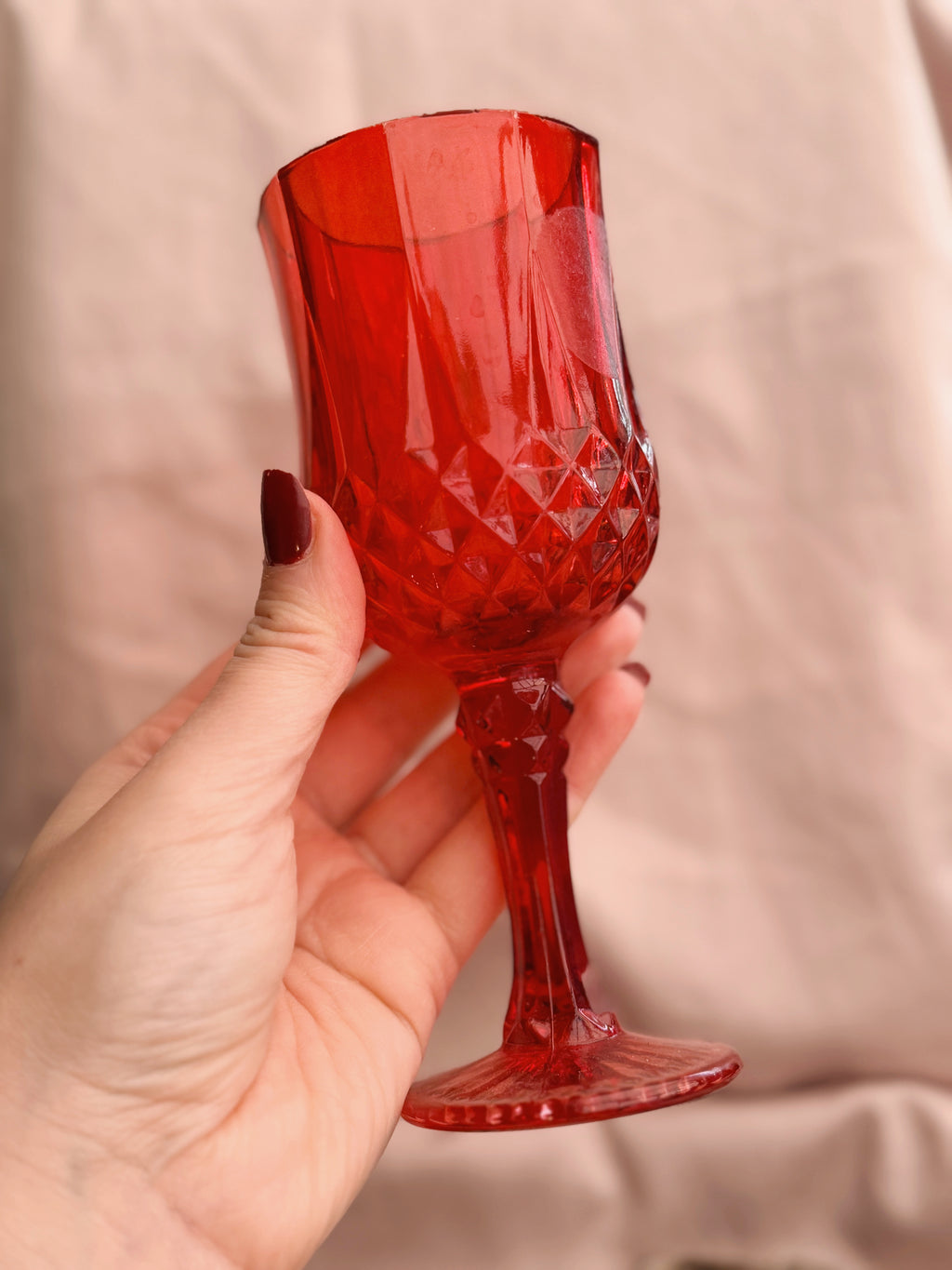 Vintage Set of 3 Red Wine Goblets