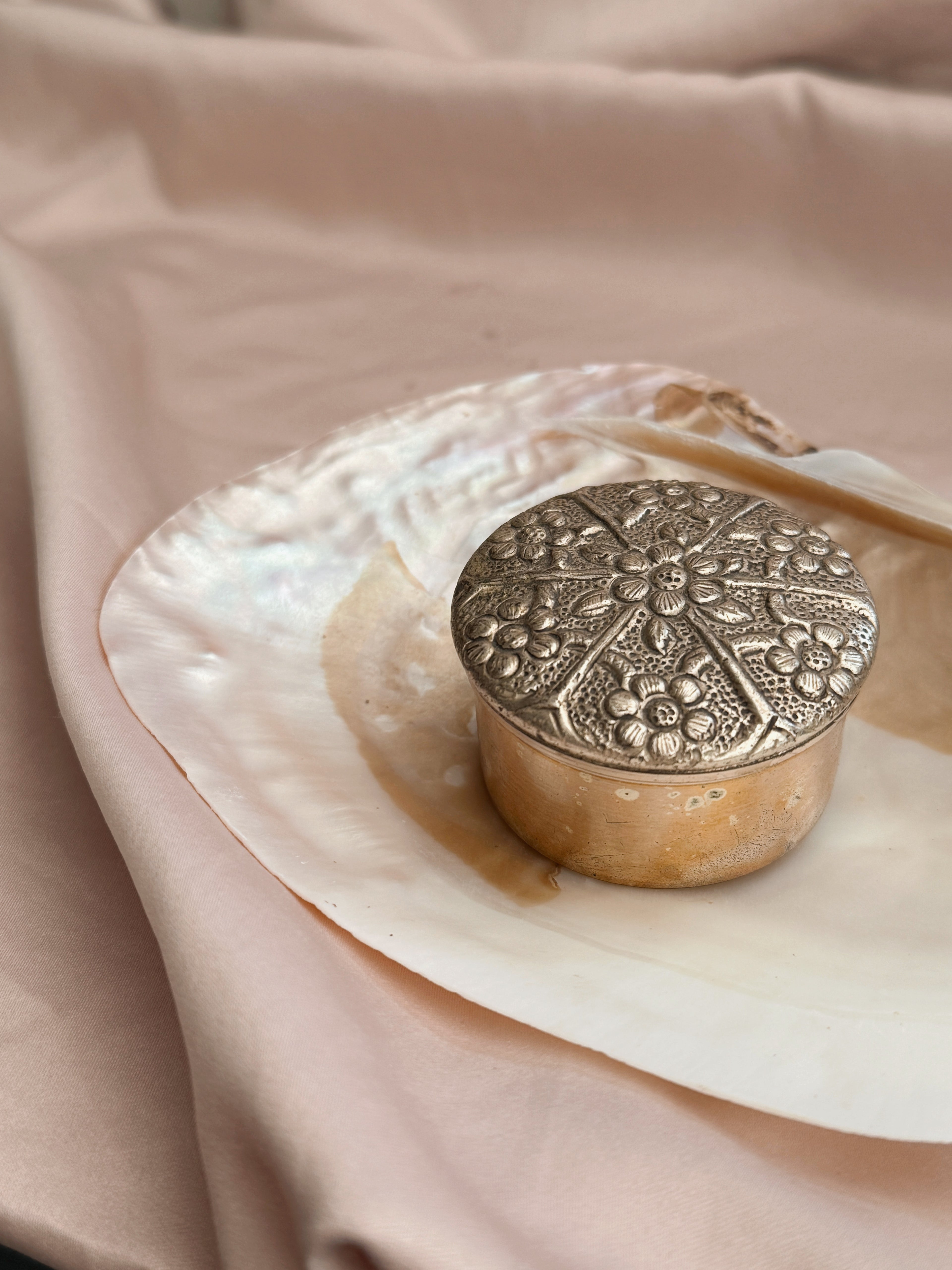 Vintage Silver Floral Pot