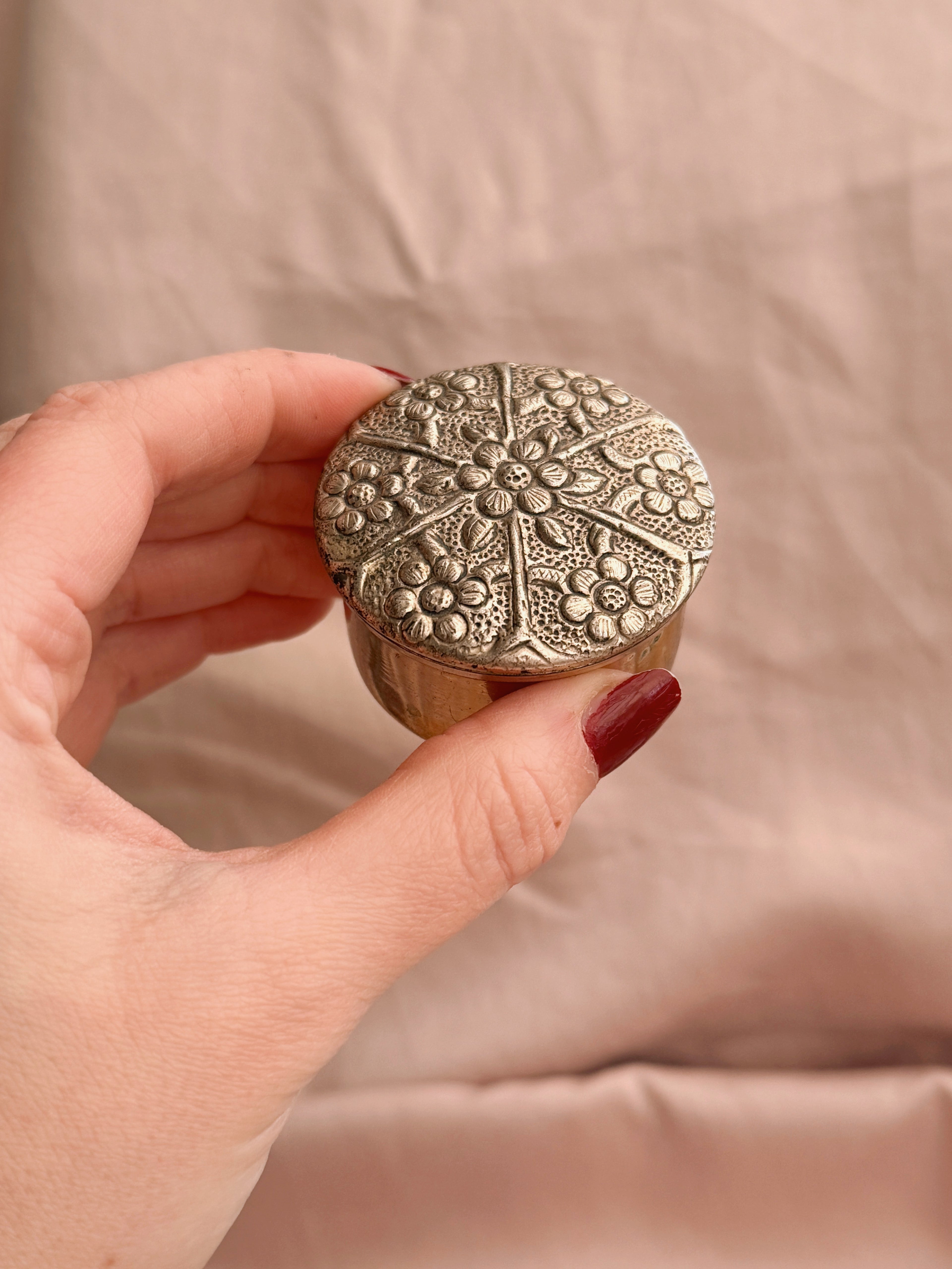 Vintage Silver Floral Pot