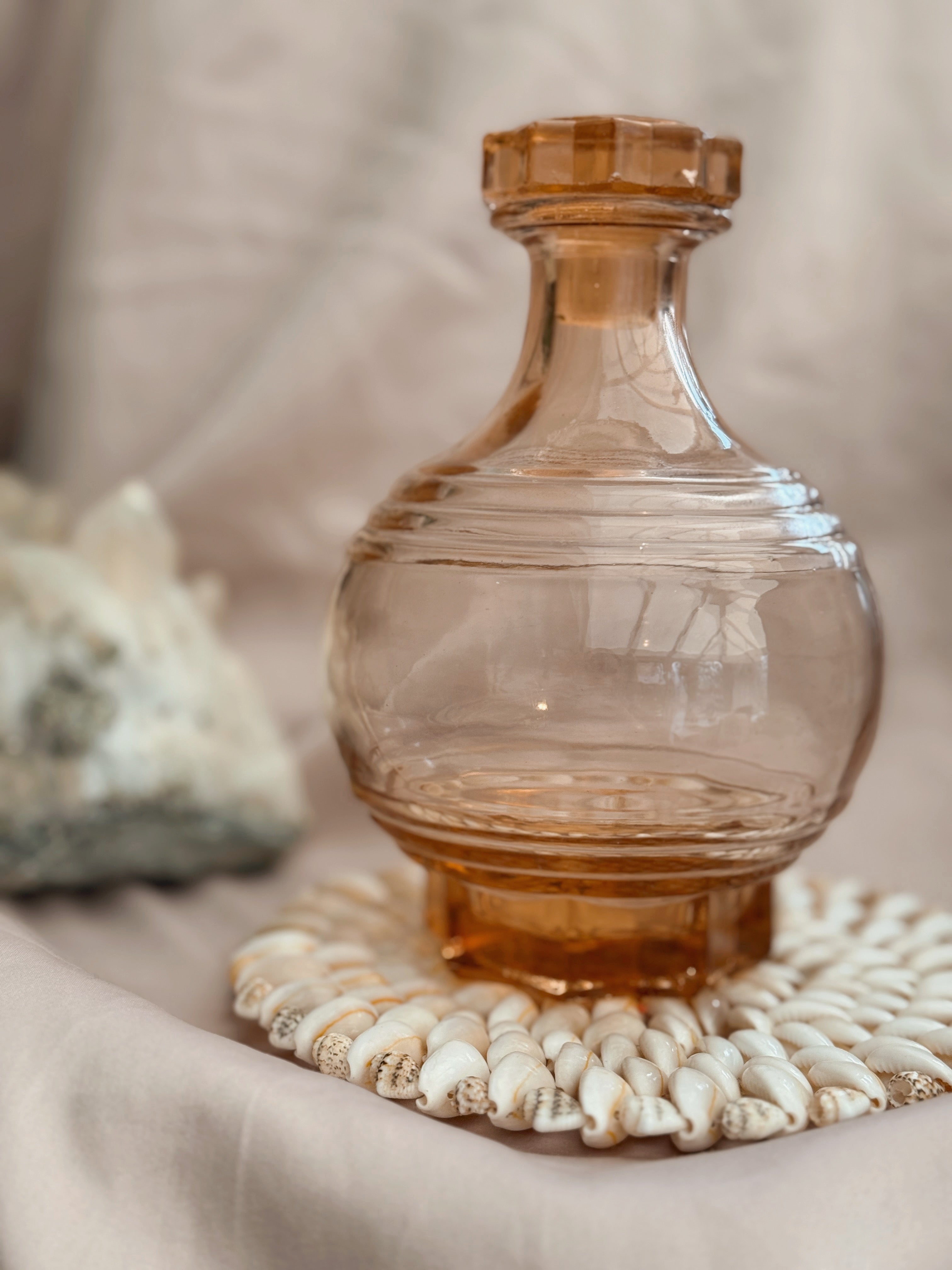 Vintage Art Deco Pink Glass Decanter Bottle