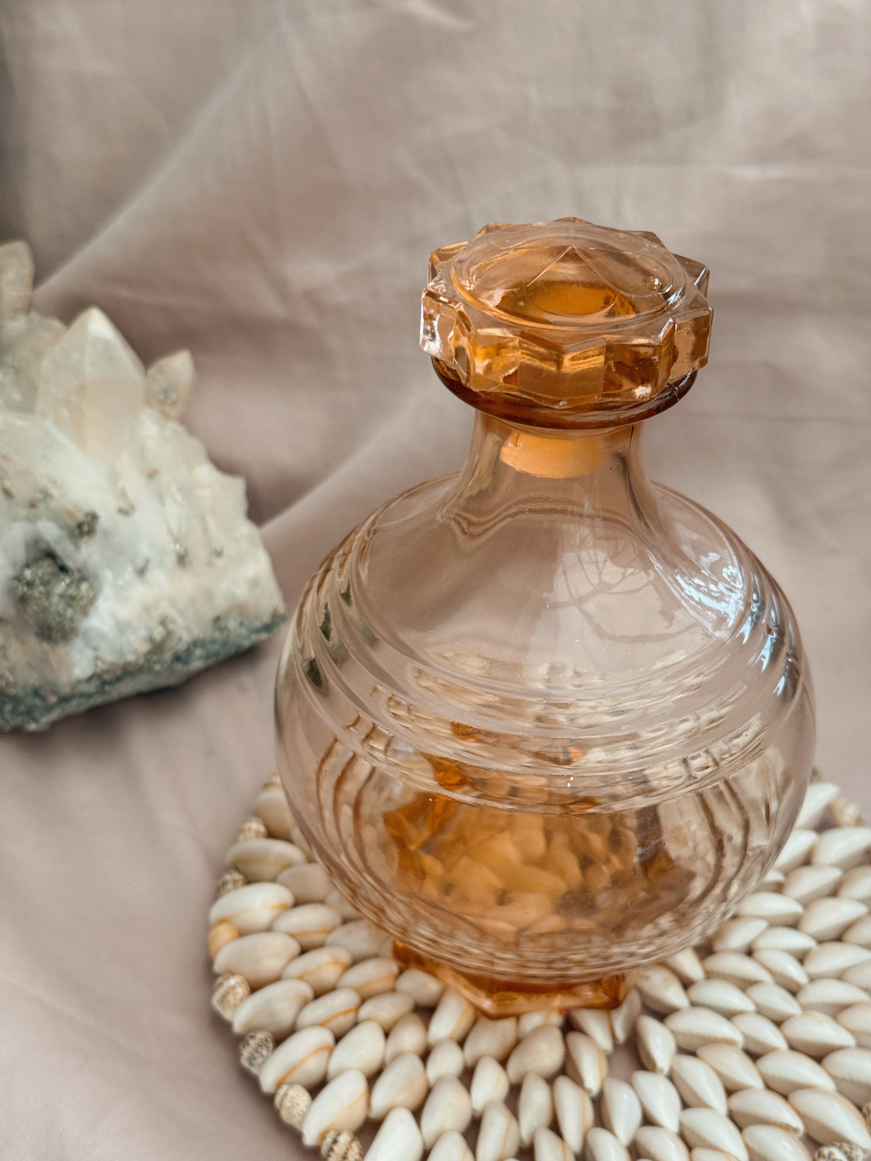 Vintage Art Deco Pink Glass Decanter Bottle