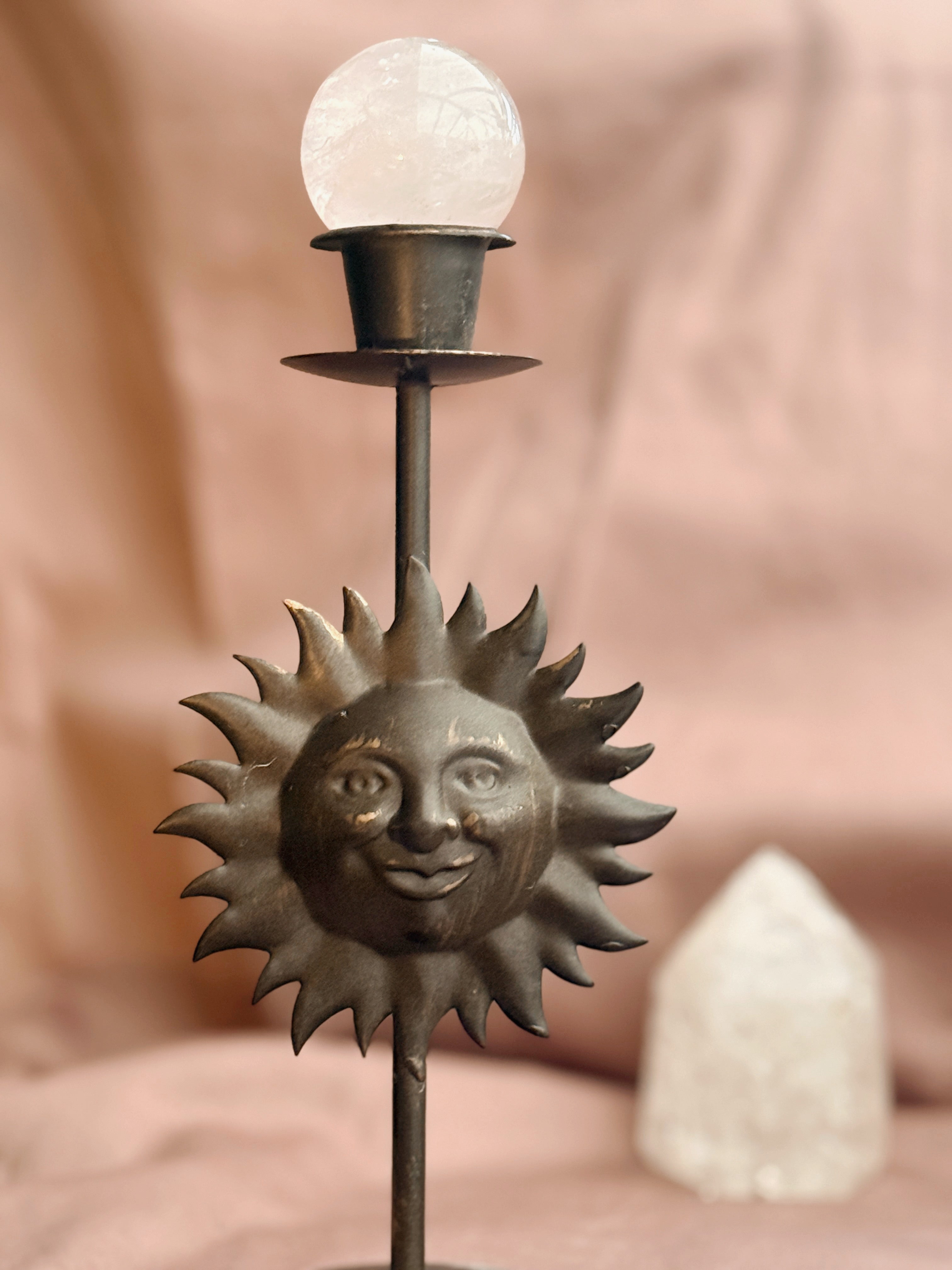 Vintage Metal Sun Candlestick Holder
