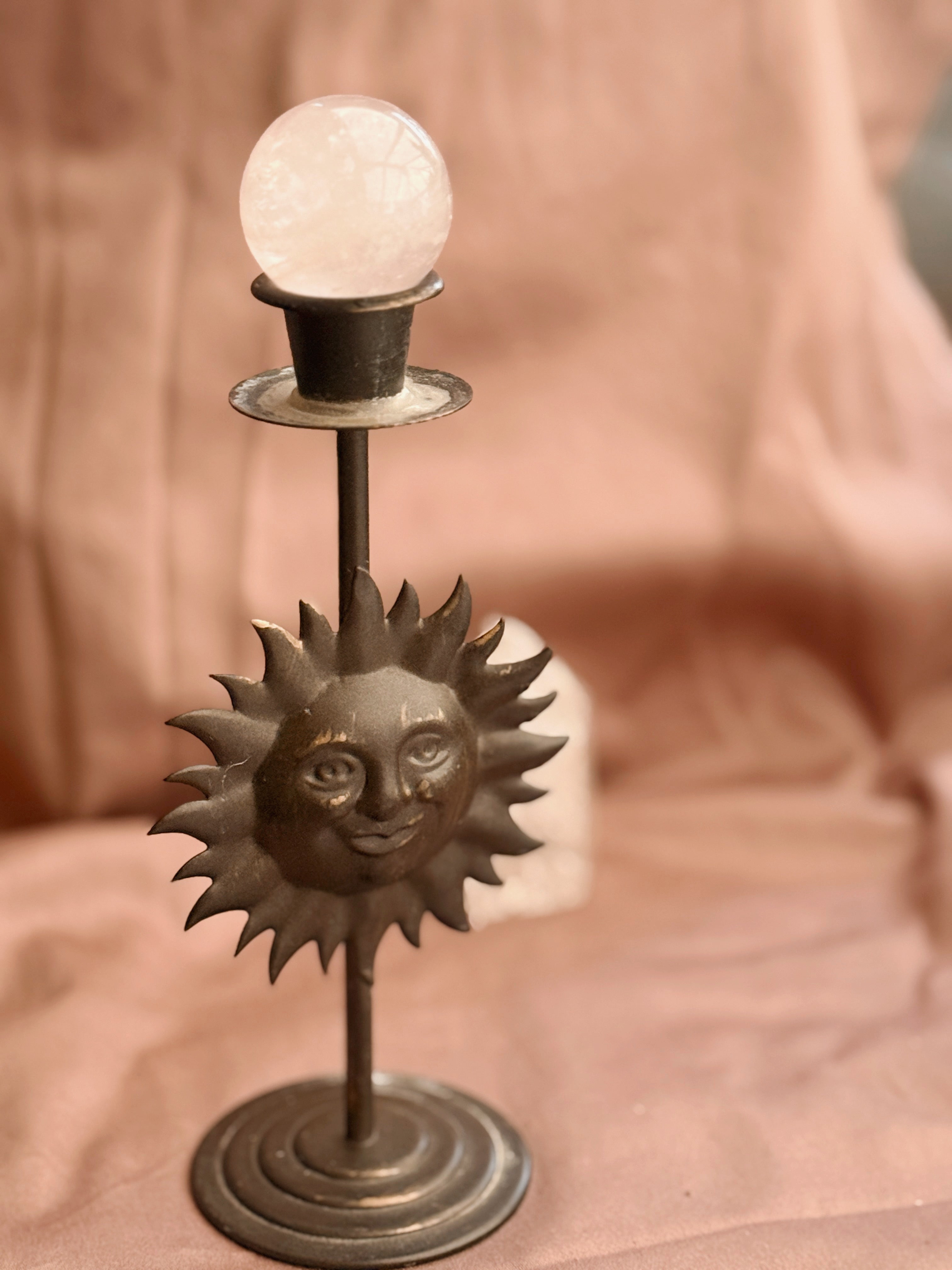 Vintage Metal Sun Candlestick Holder