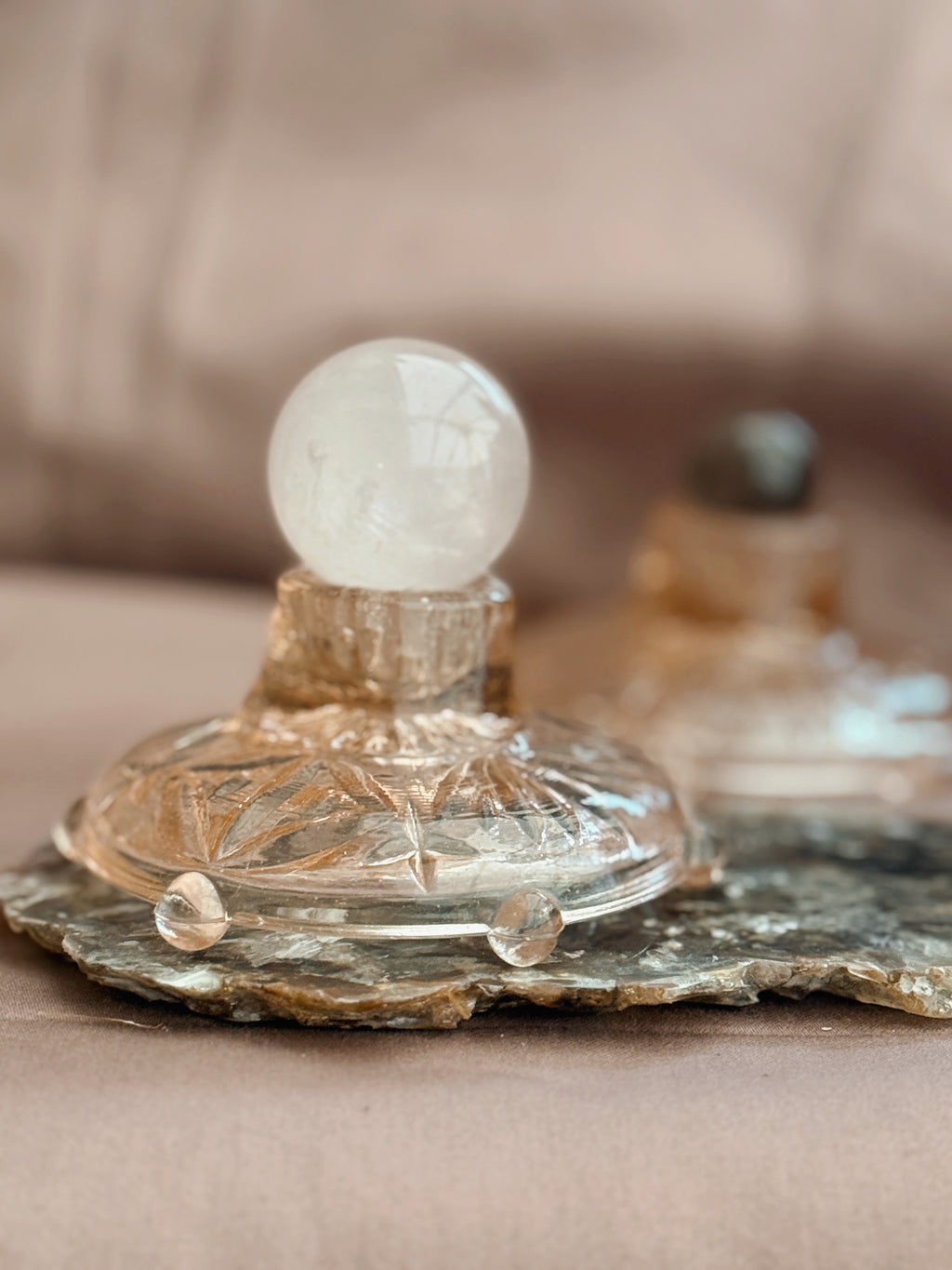 Vintage Pair of Pink Glass Candlestick Holders