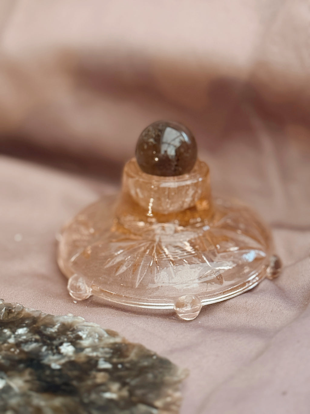Vintage Pair of Pink Glass Candlestick Holders