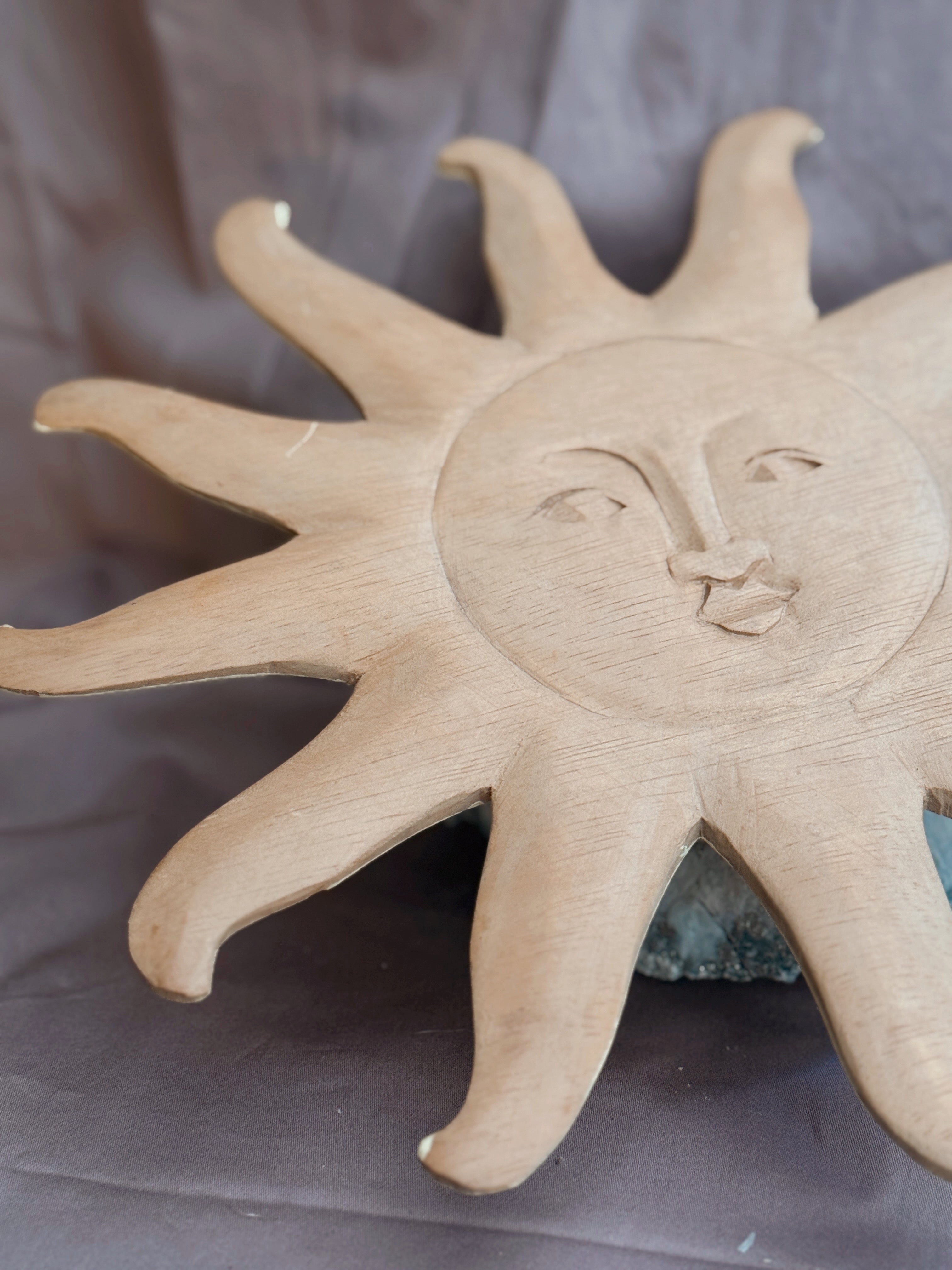 Vintage Wooden Sun Face