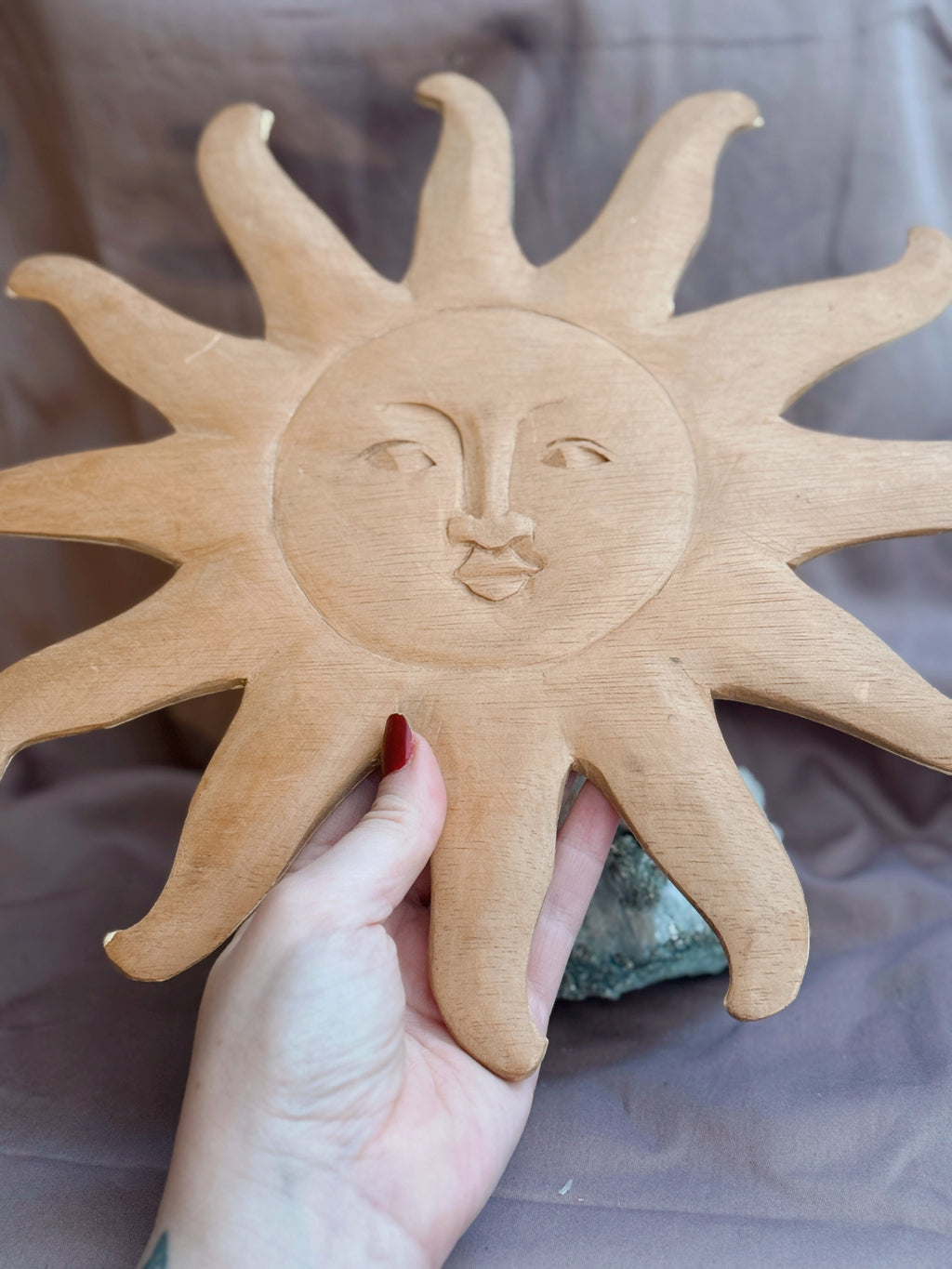 Vintage Wooden Sun Face
