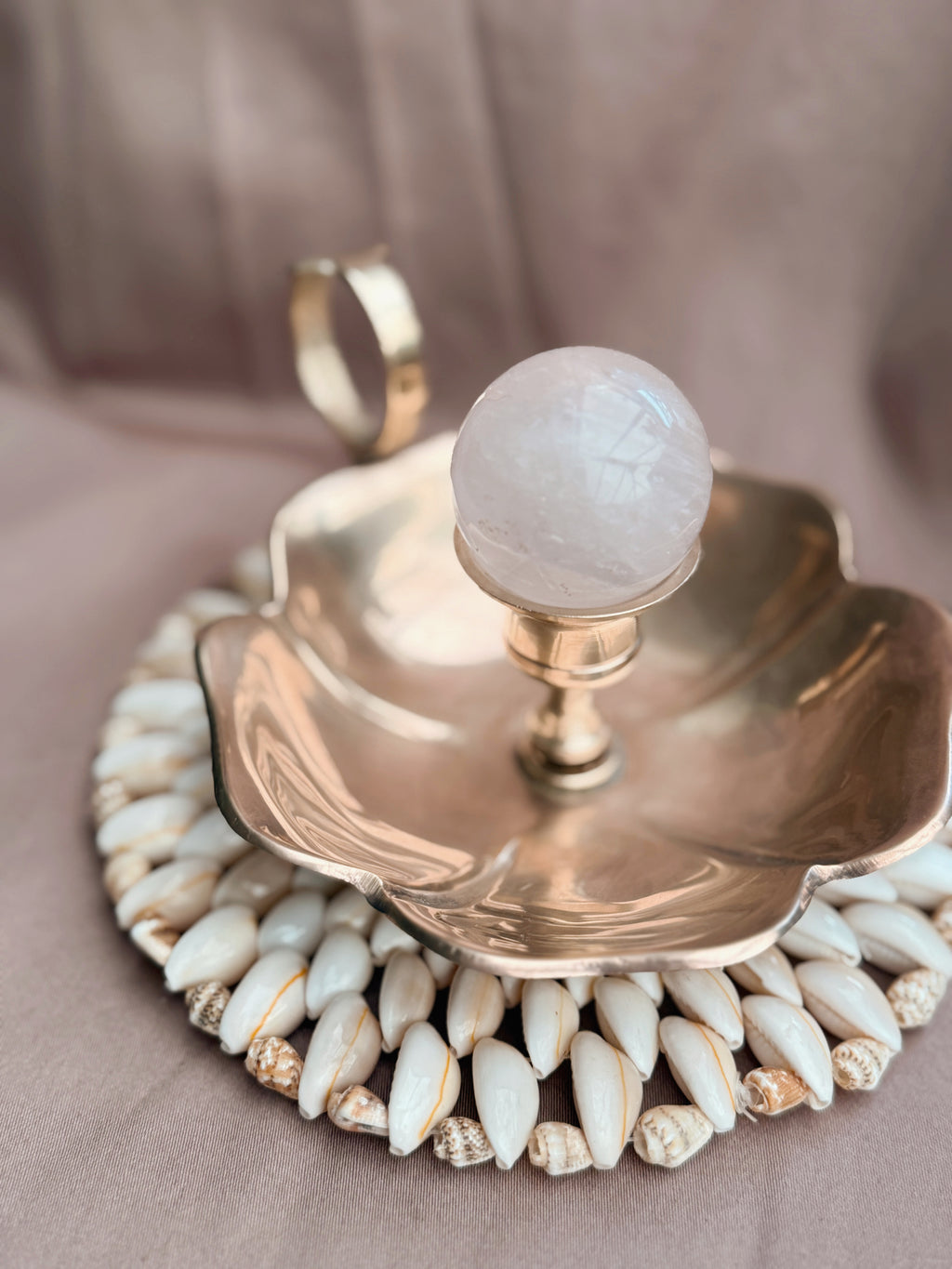 Vintage Brass Flower Candlestick Holder