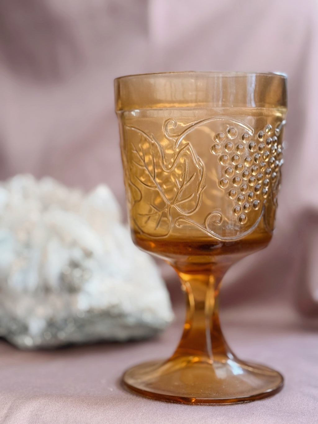 Vintage Amber Glass Goblet