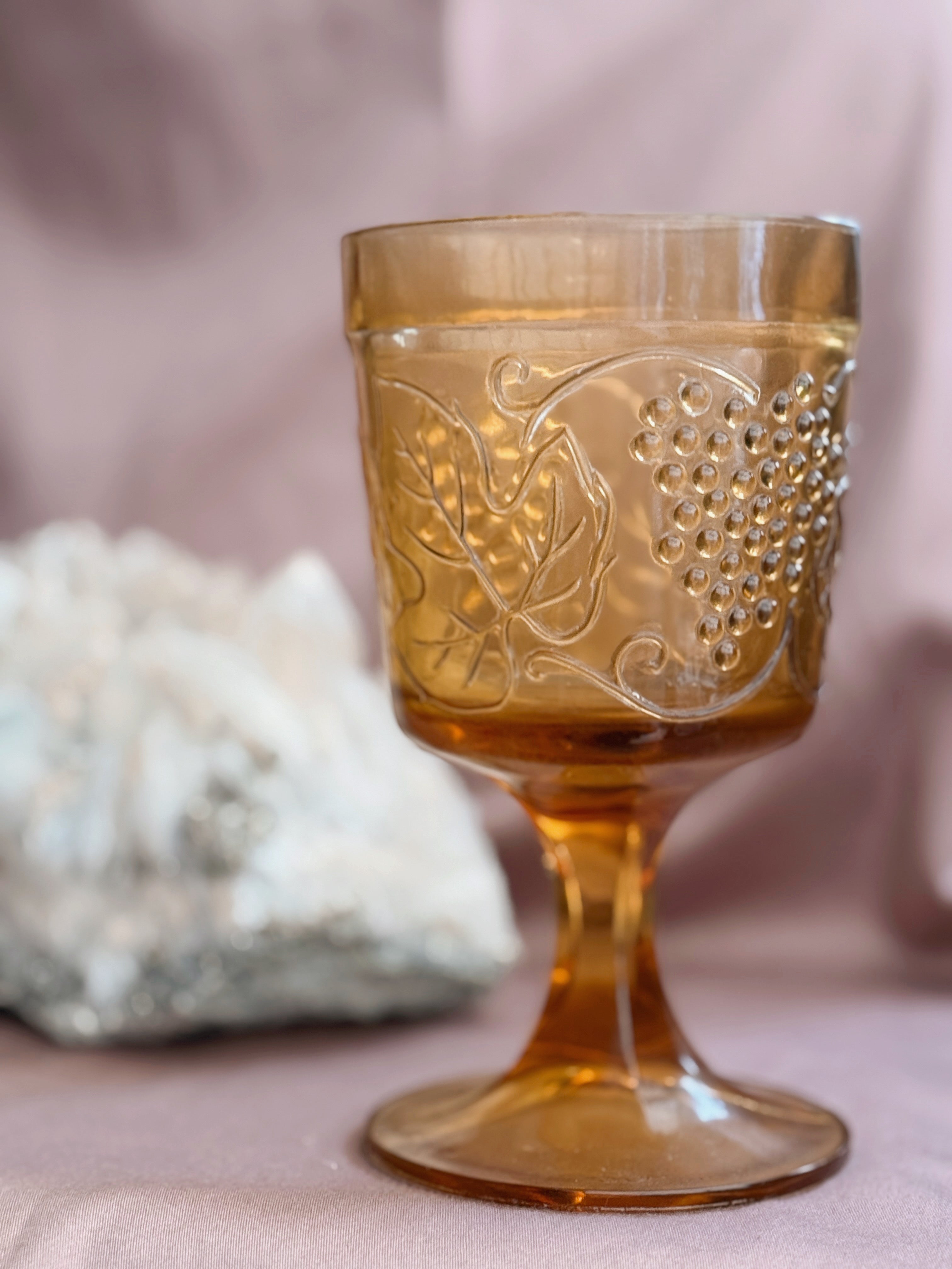 Vintage Amber Glass Goblet