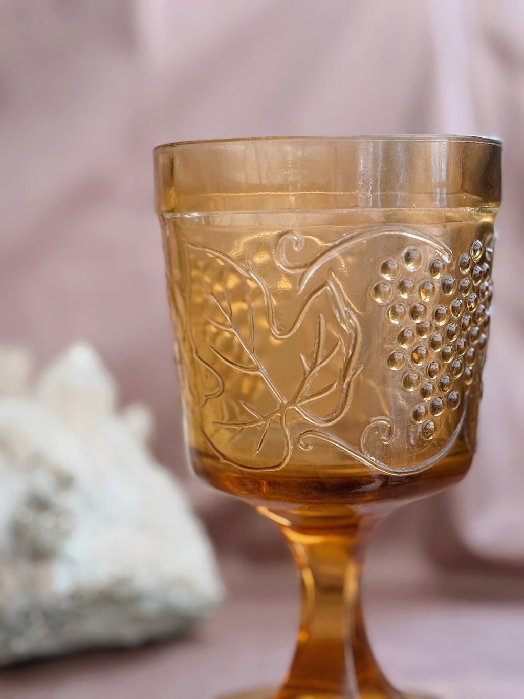 Vintage Amber Glass Goblet