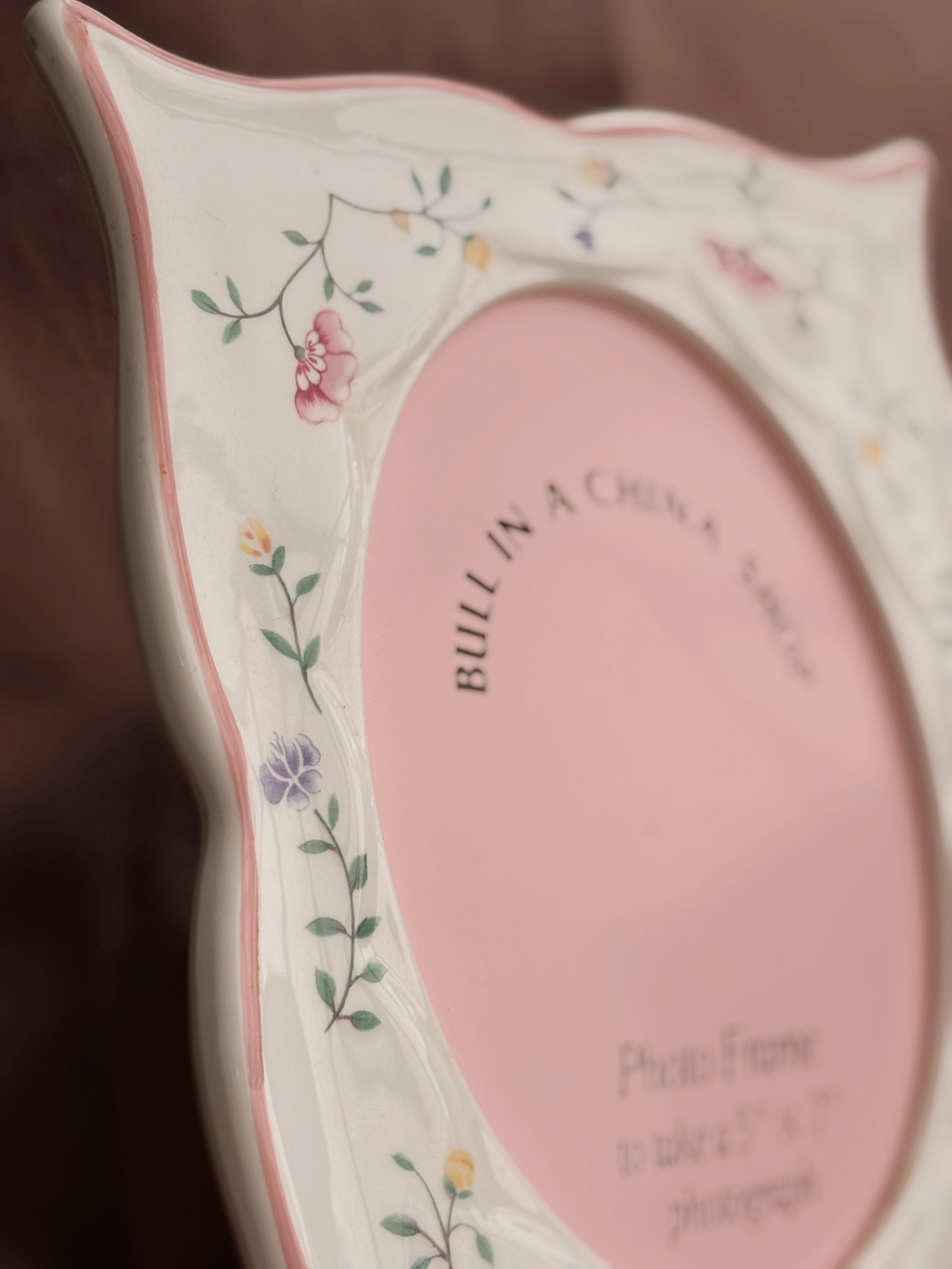 Vintage Pink Floral Ceramic Frame