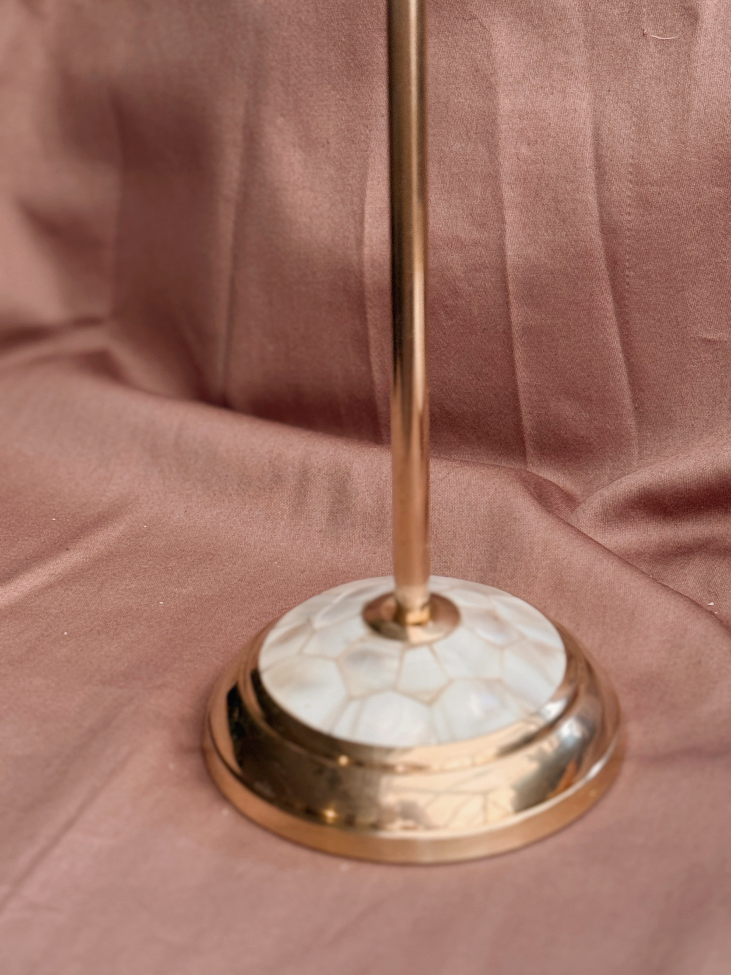 Vintage Brass + Mother of Pearl Candlestick Holder