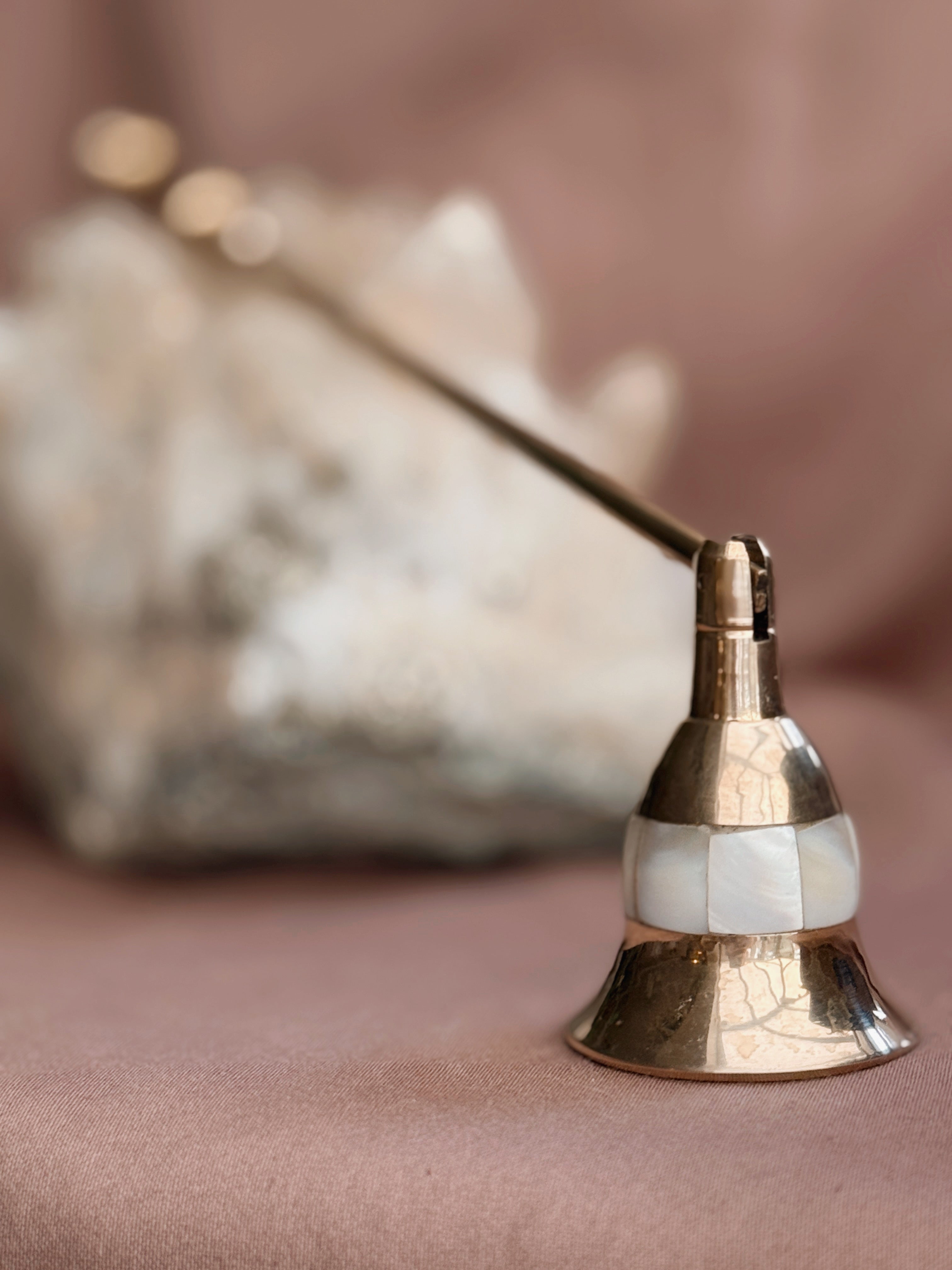Vintage Brass + Mother of Pearl Candle Snuffer