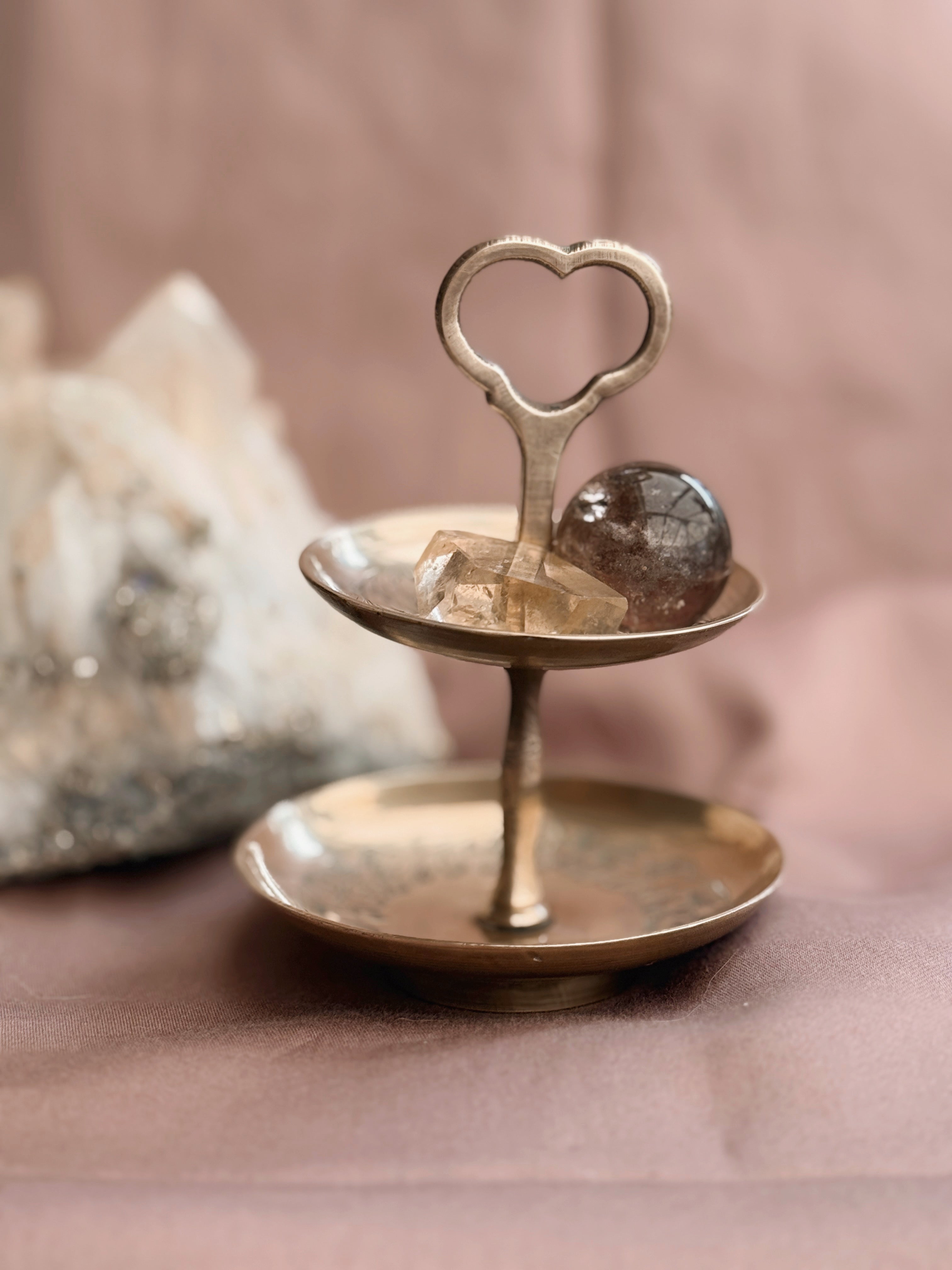 Vintage Brass Two Tier Trinket Stand