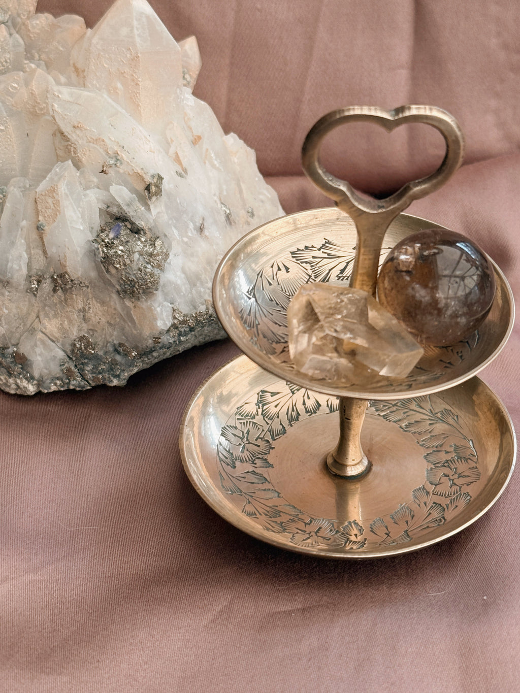 Vintage Brass Two Tier Trinket Stand