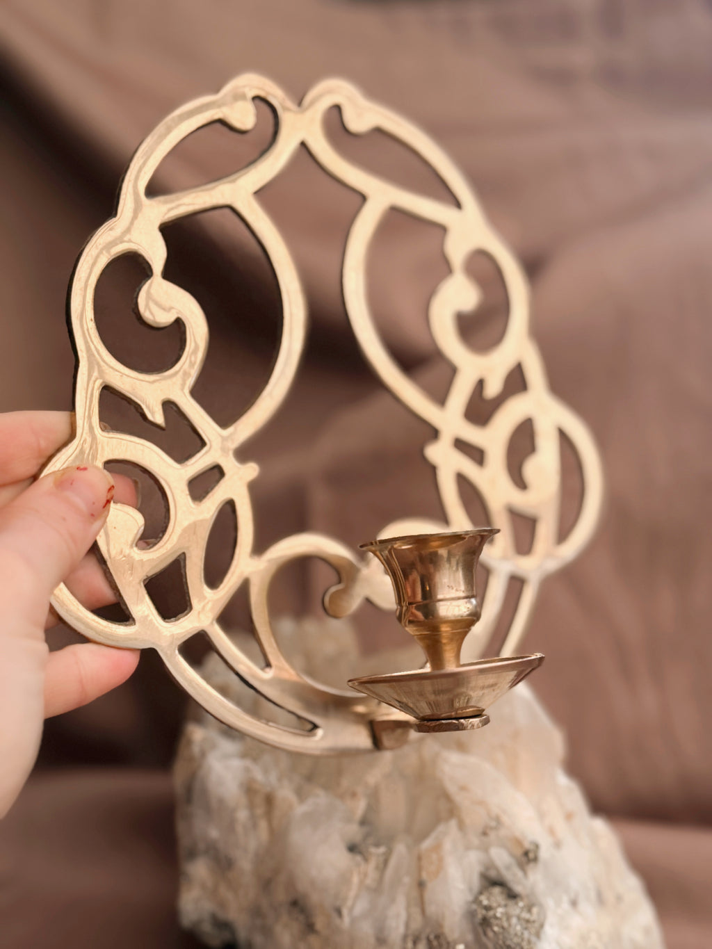 Vintage Brass Candle Wall Sconce