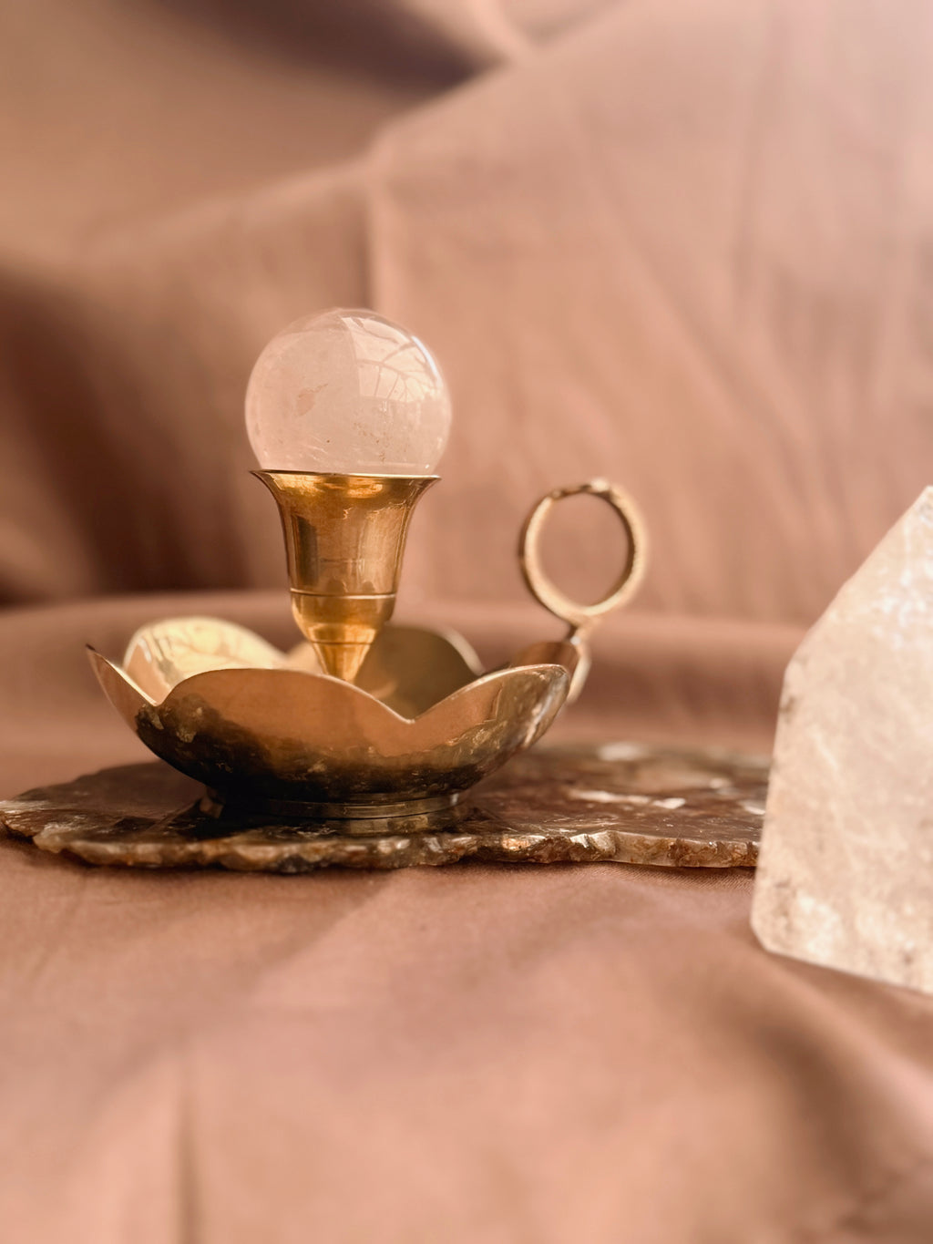 Vintage Brass Scallop Candlestick Holder