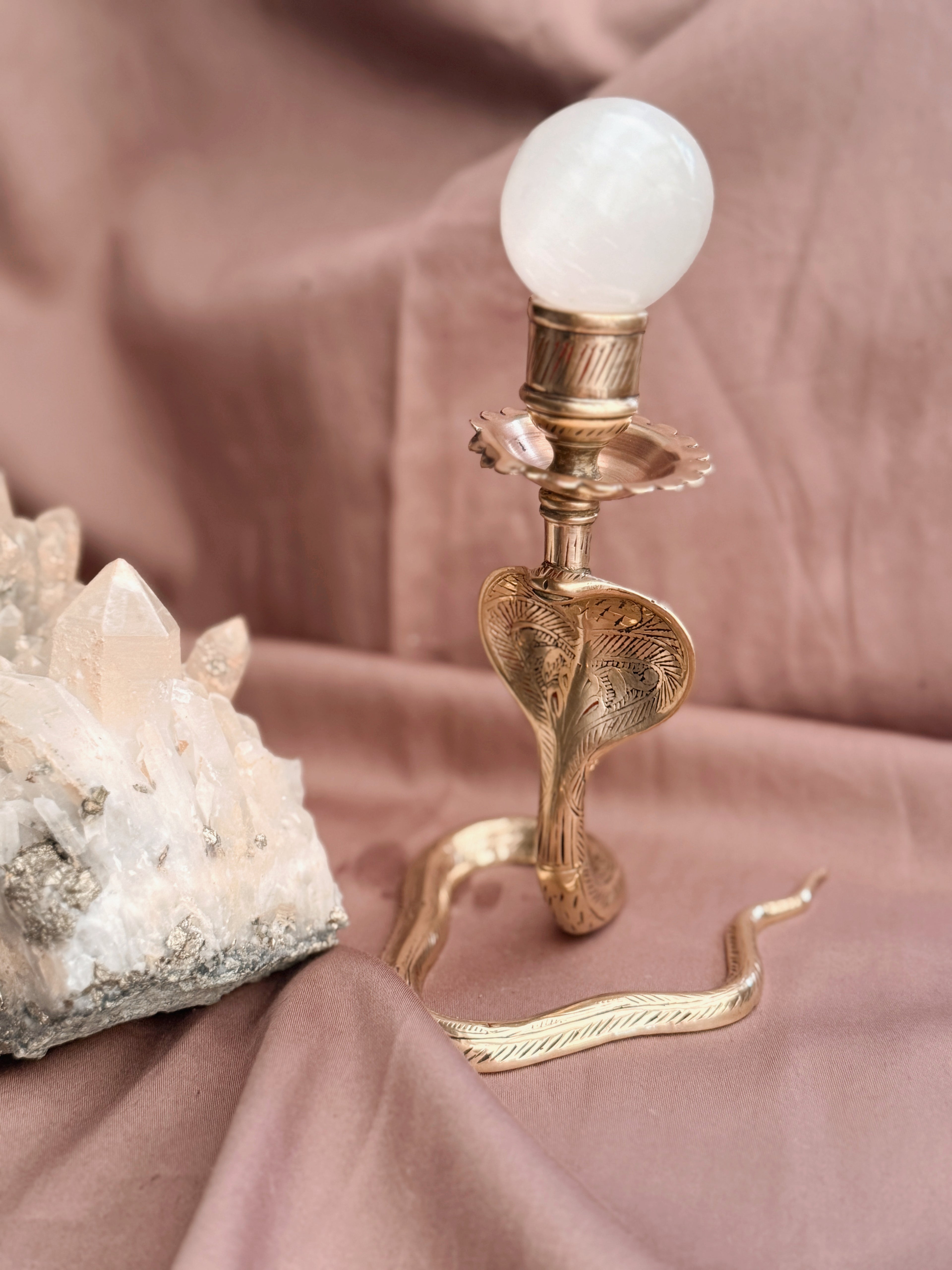 Vintage Brass Snake Candlestick Holder