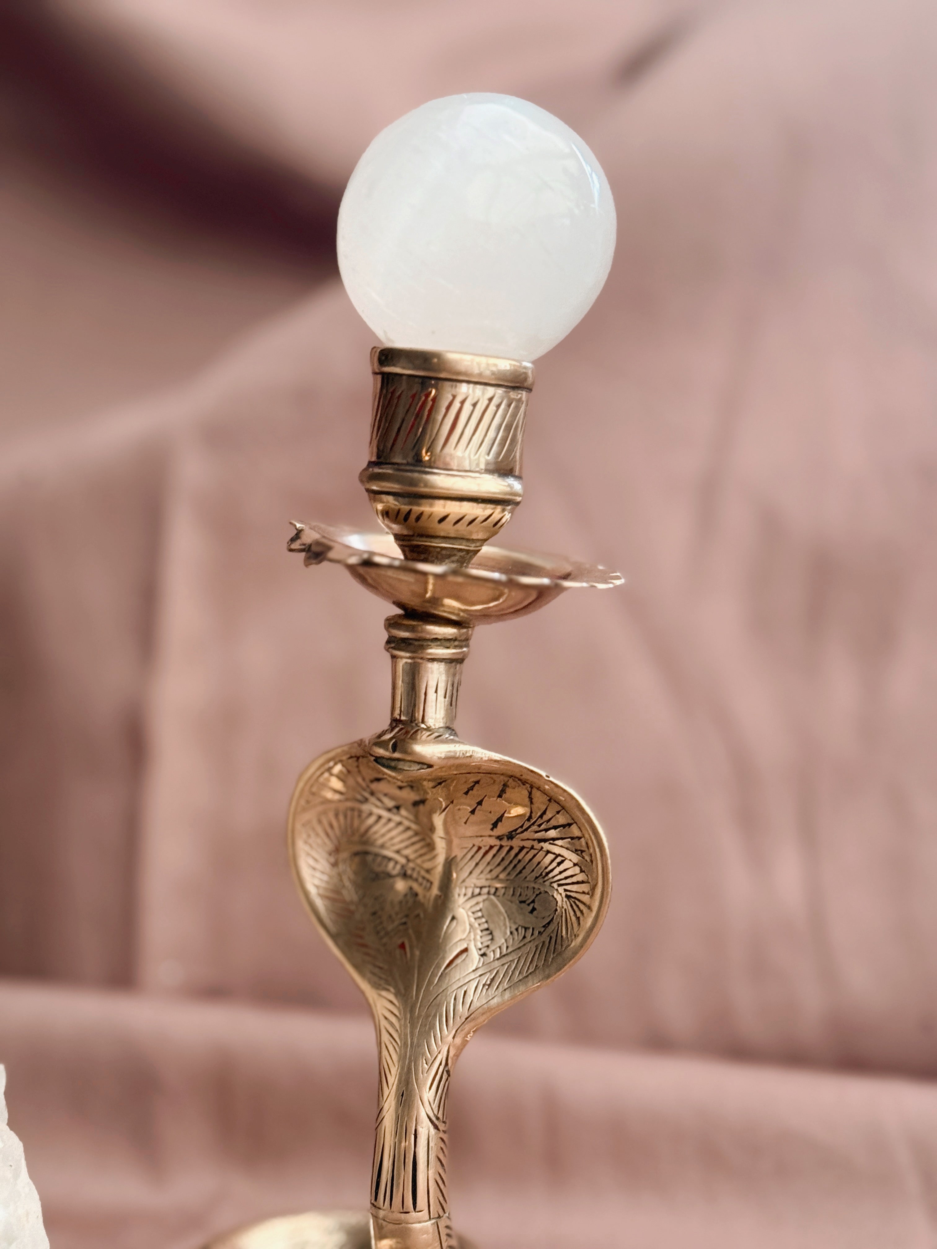 Vintage Brass Snake Candlestick Holder