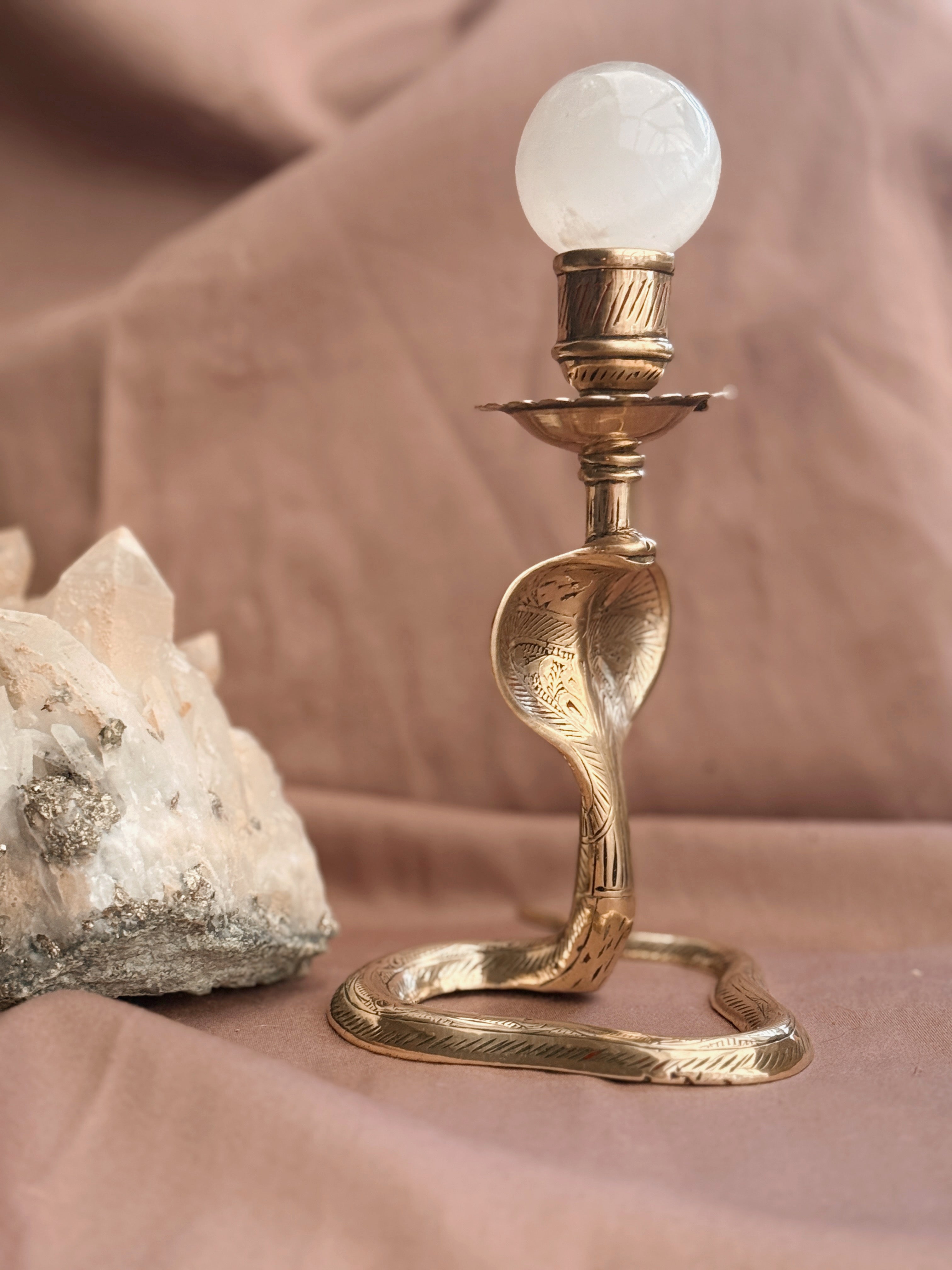 Vintage Brass Snake Candlestick Holder