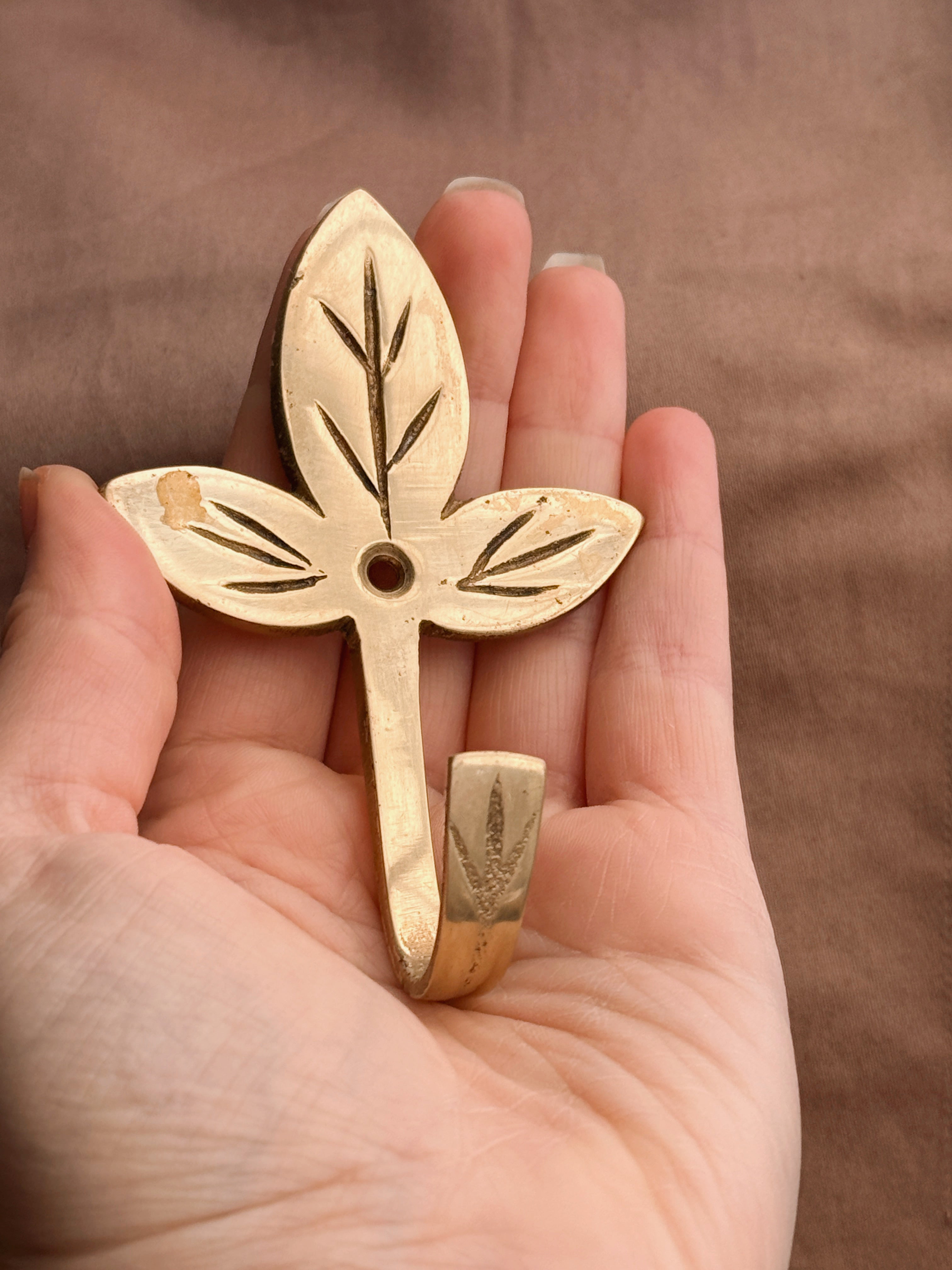 Vintage Brass Leaf Hook