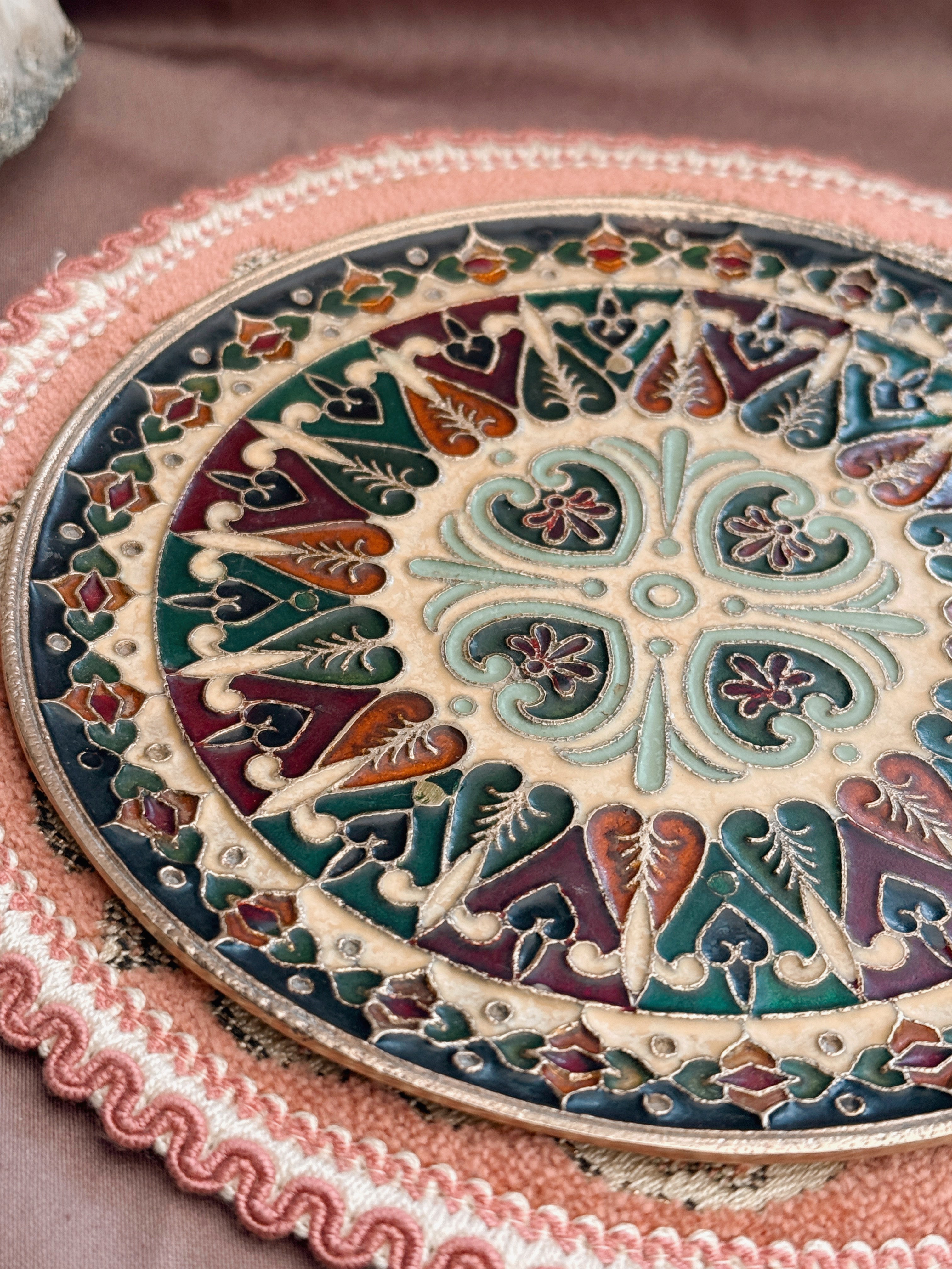 Vintage Brass + Enamel Spell Plate