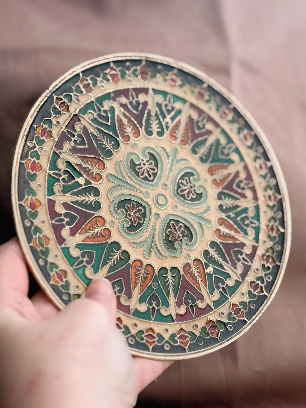 Vintage Brass + Enamel Spell Plate
