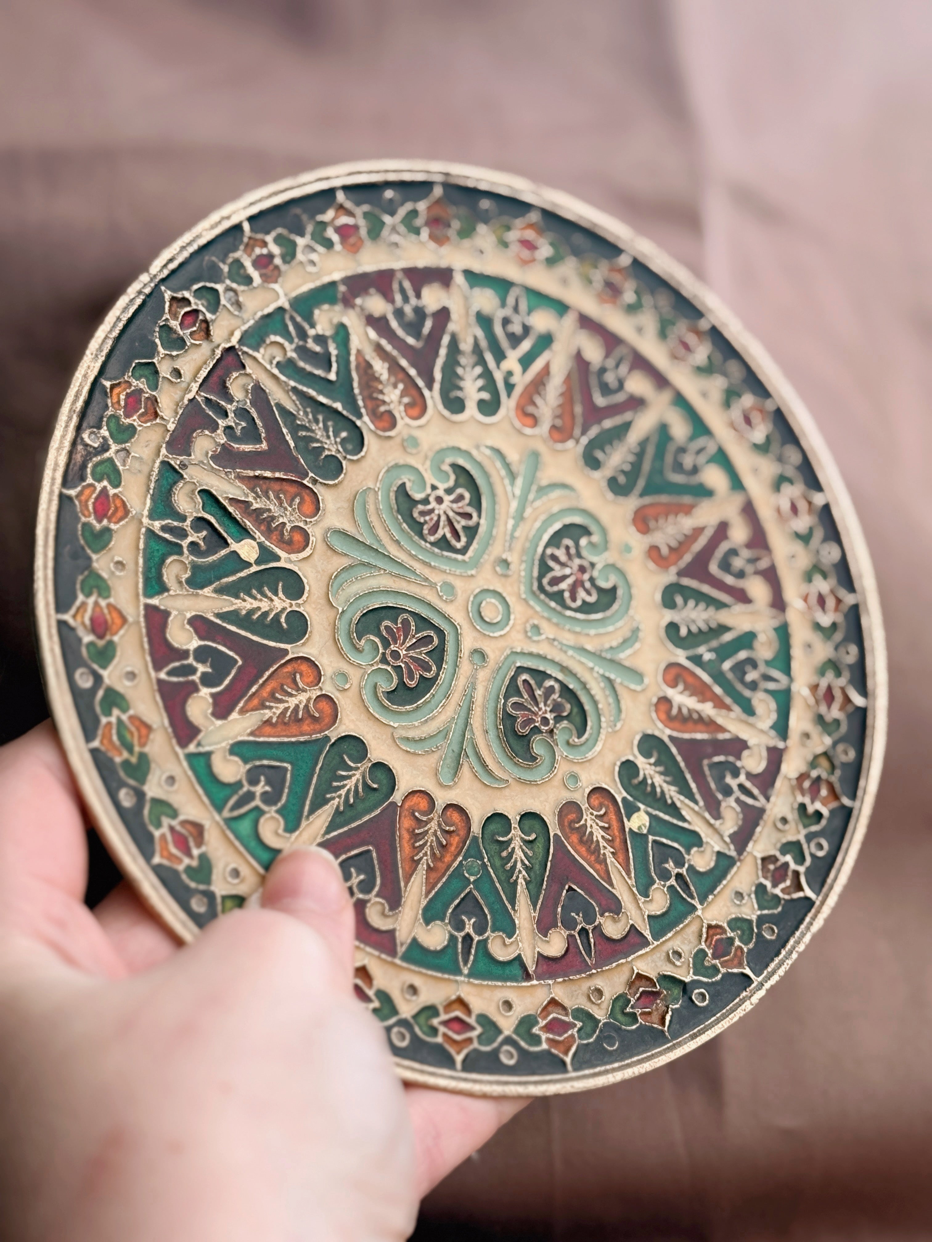 Vintage Brass + Enamel Spell Plate