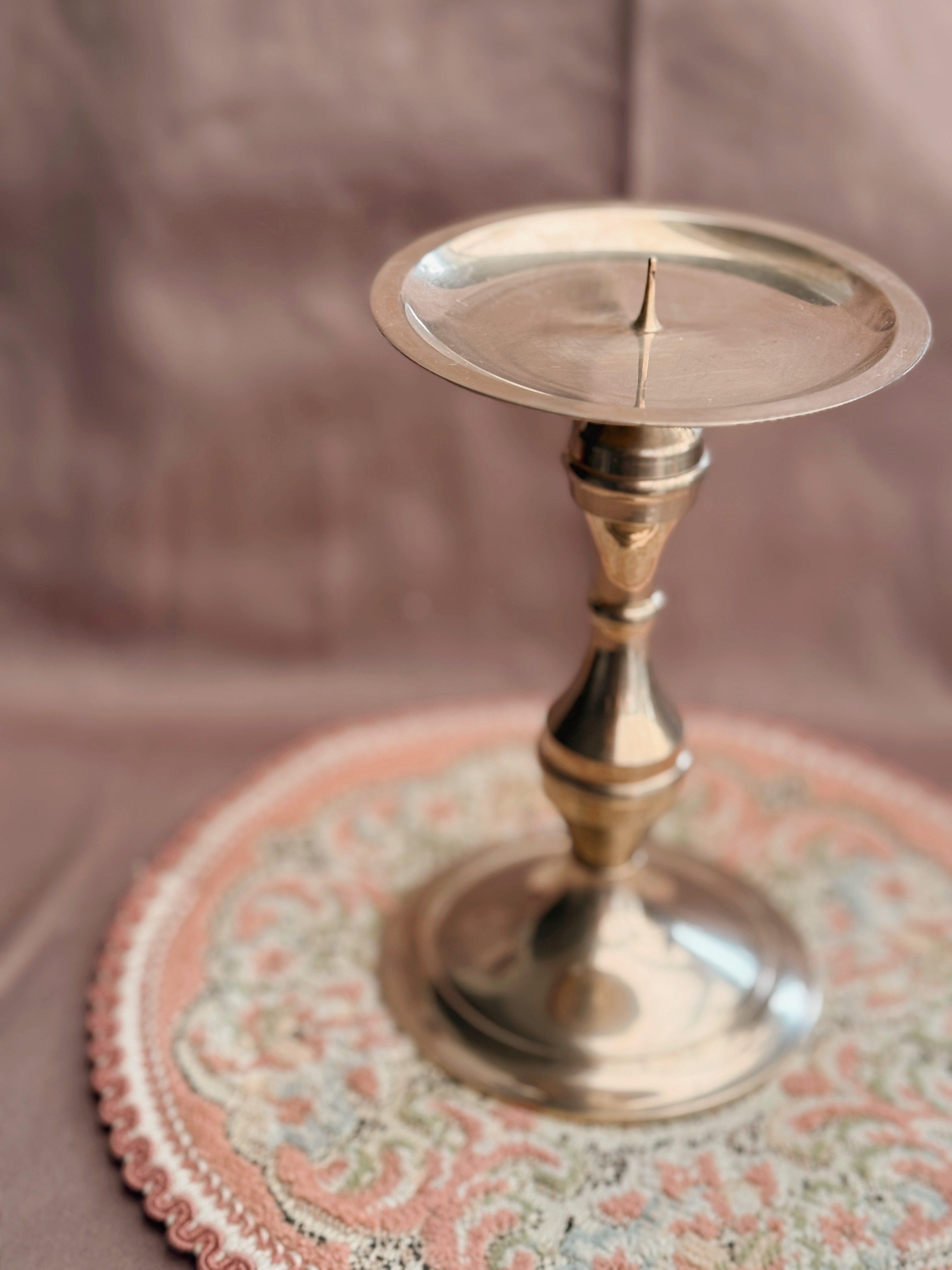 Vintage Brass Pillar Candle Holder