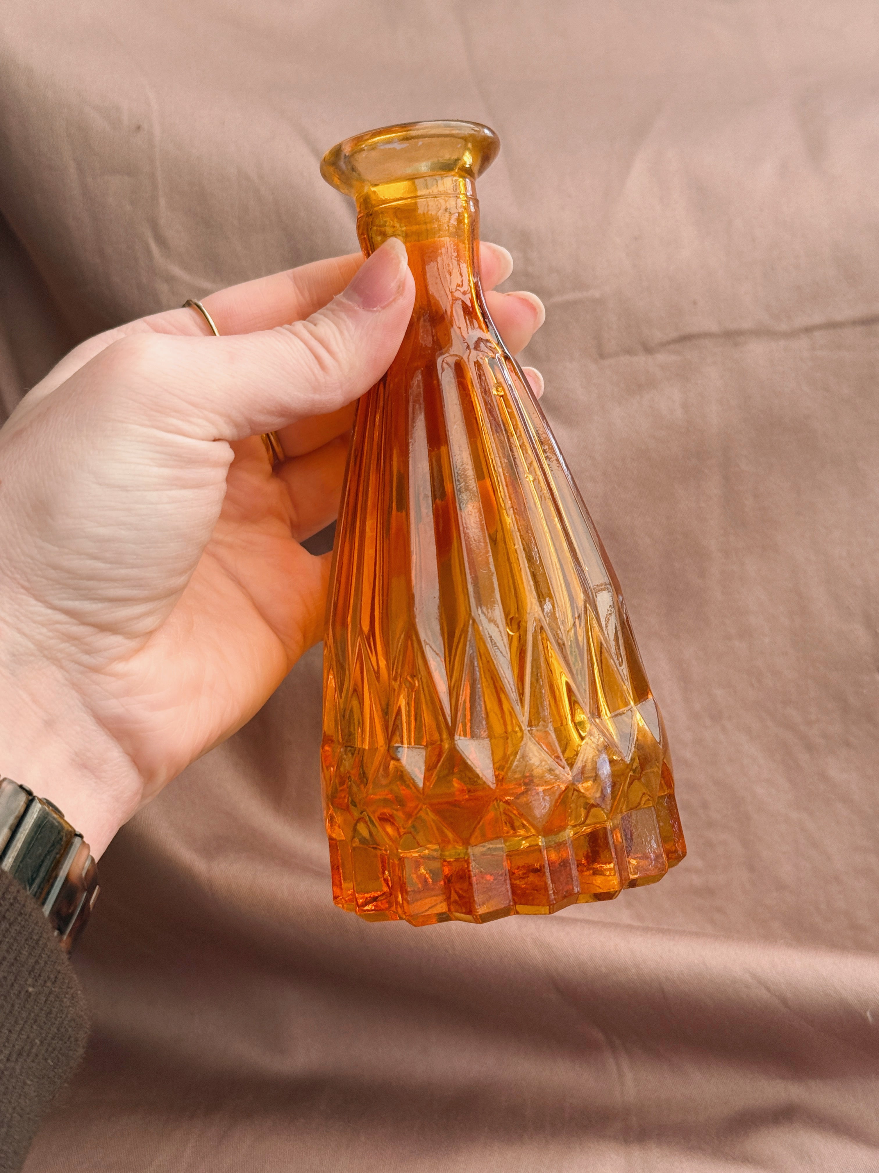 Vintage Orange Glass Vase