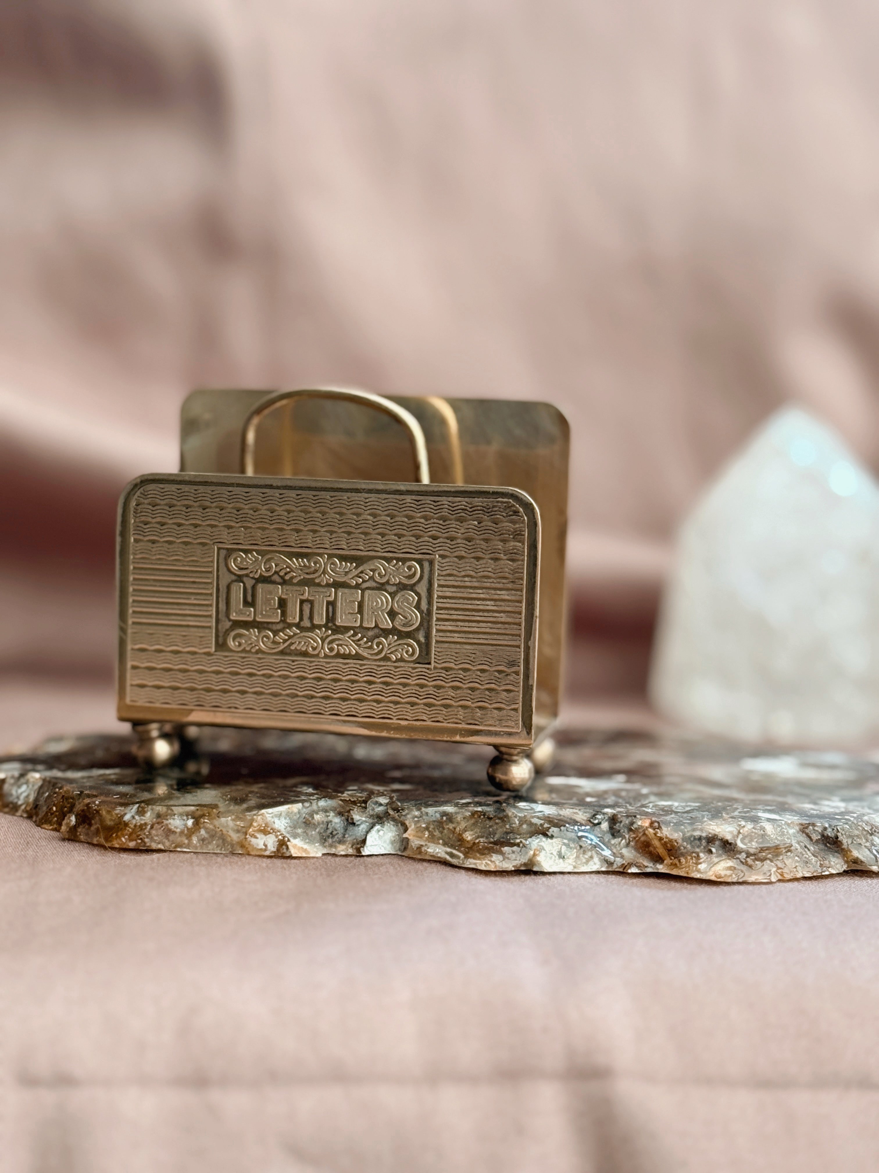 Vintage Brass Mini Letter Rack