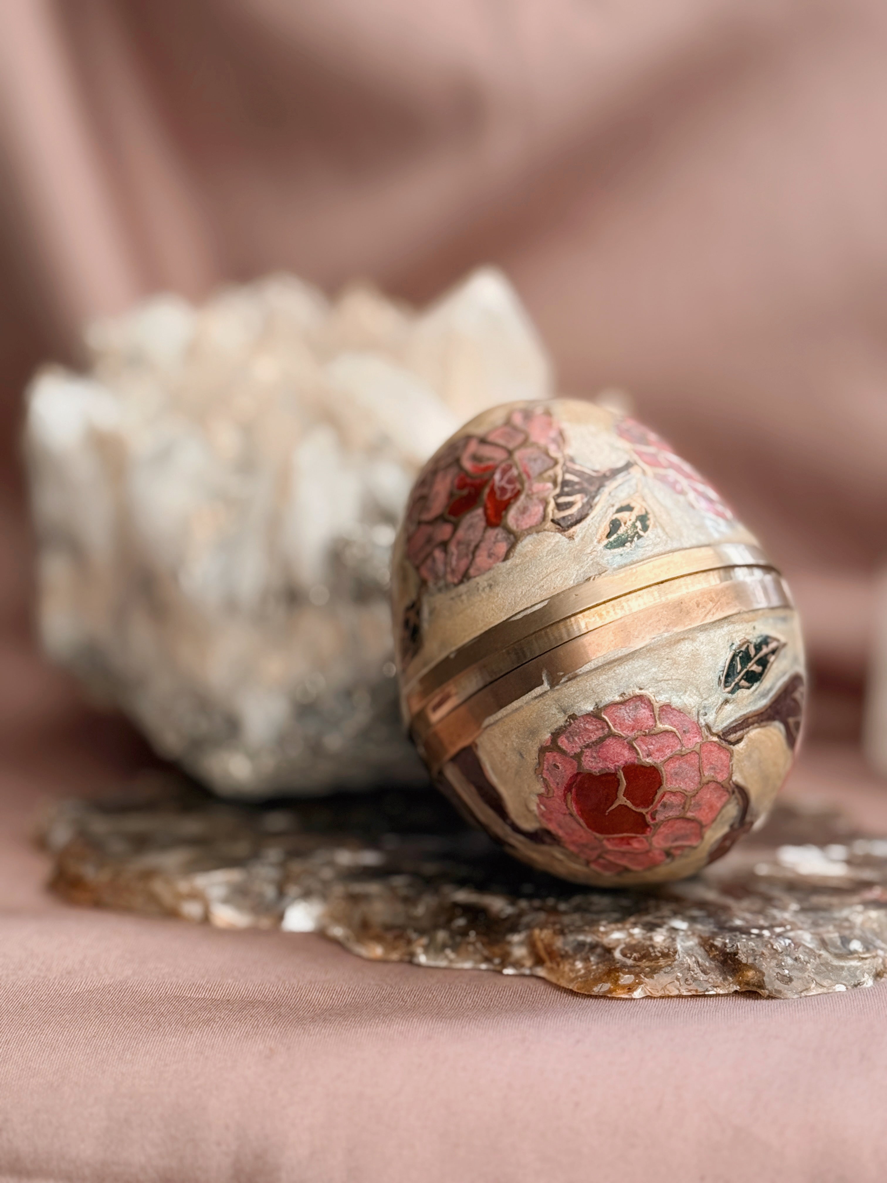 Vintage Brass + Enamel Egg