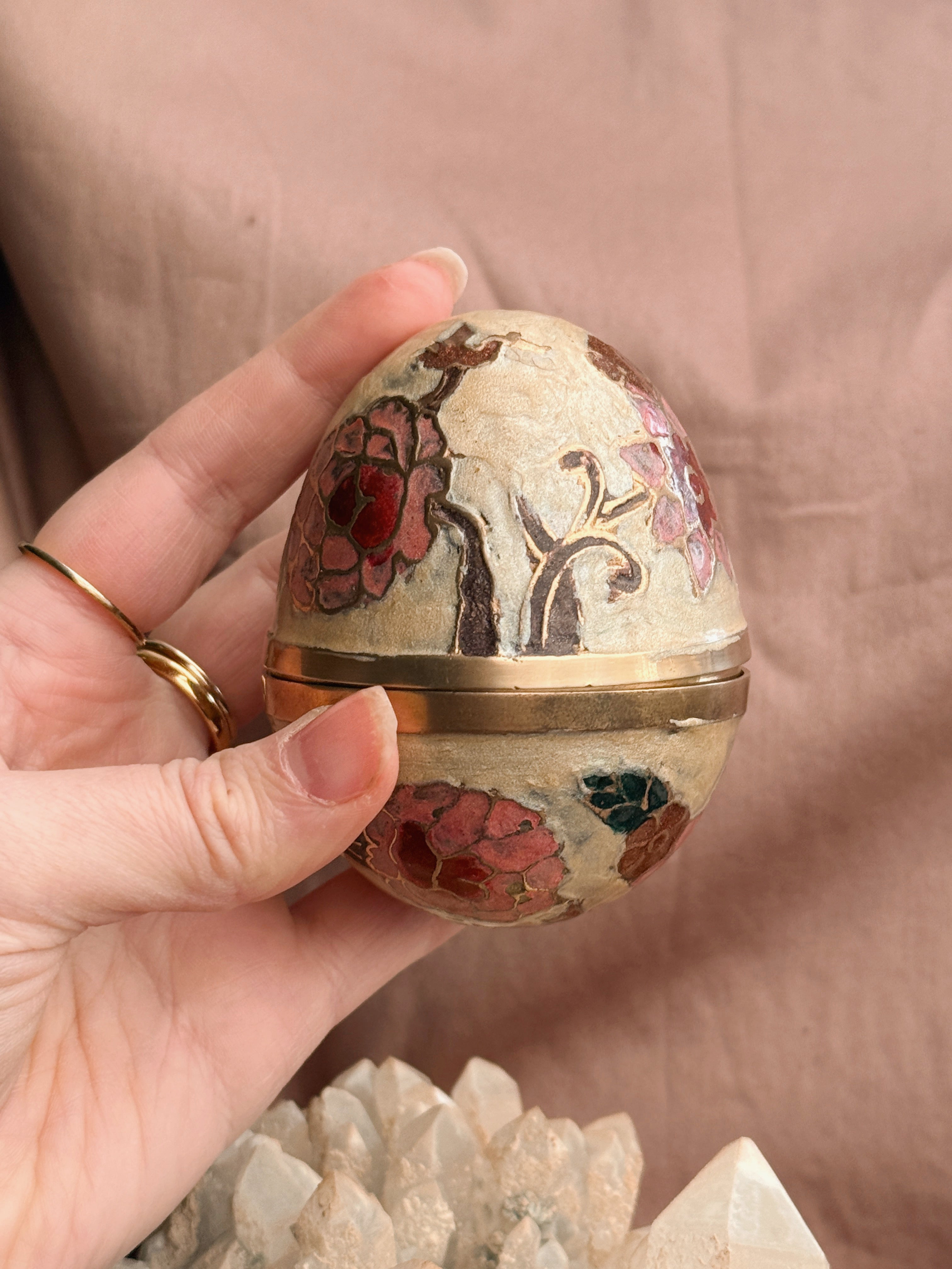 Vintage Brass + Enamel Egg