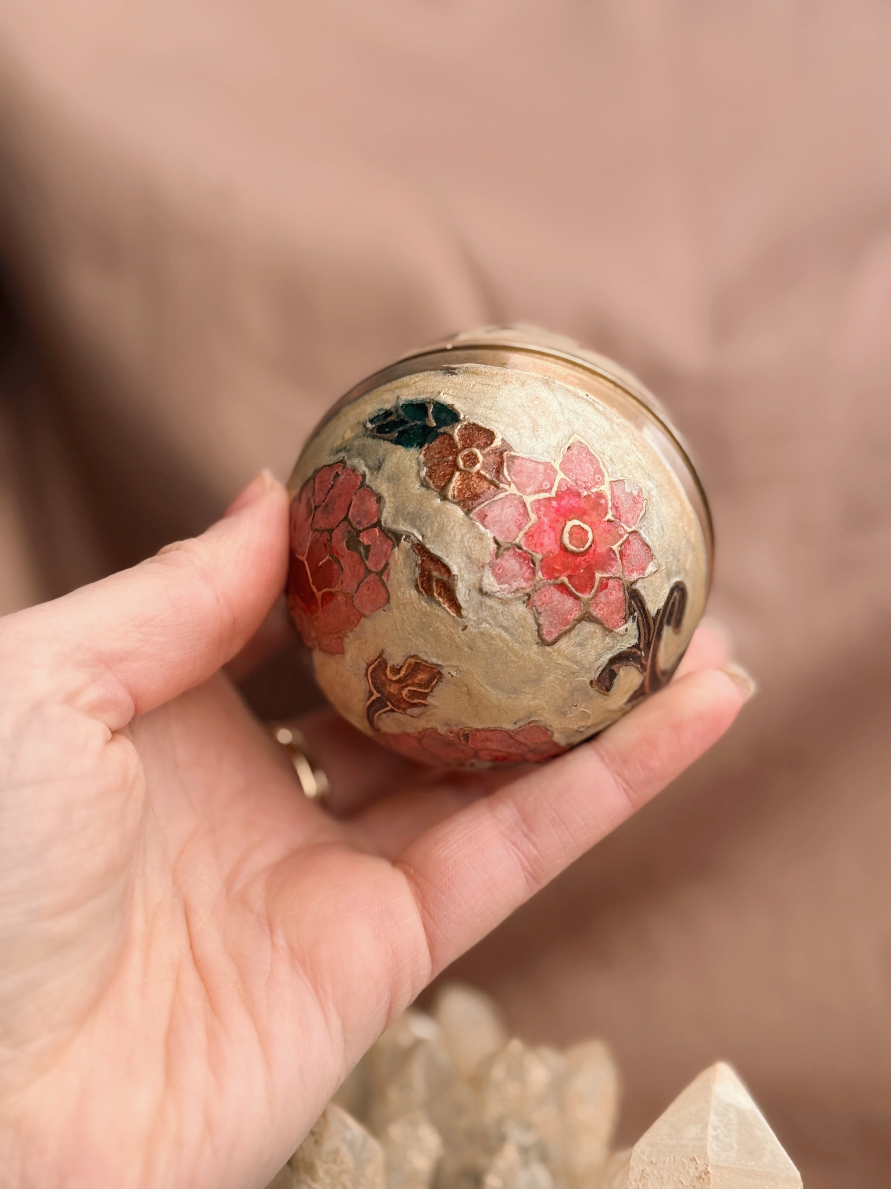 Vintage Brass + Enamel Egg