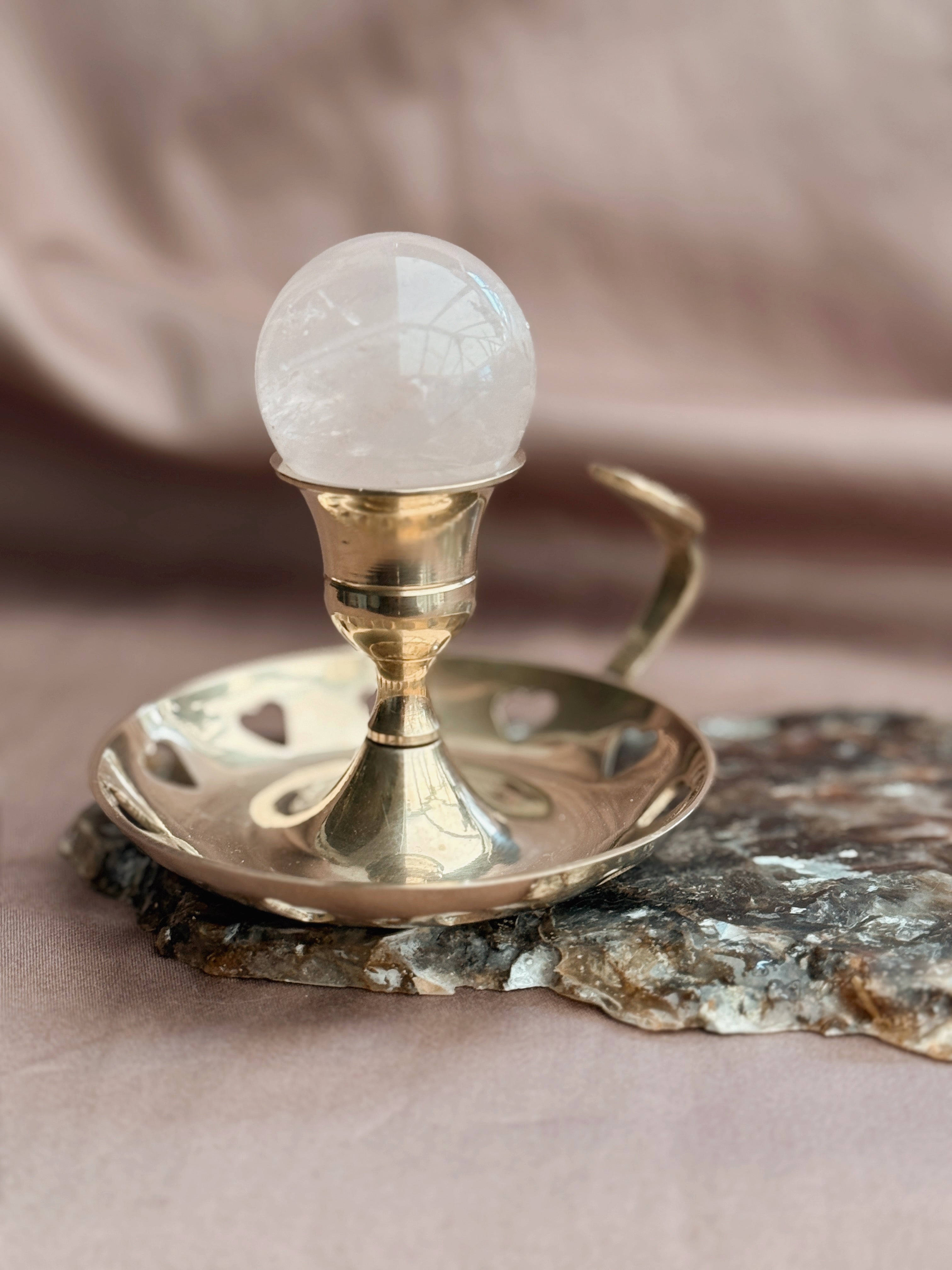 Vintage Brass Heart Candlestick Holder