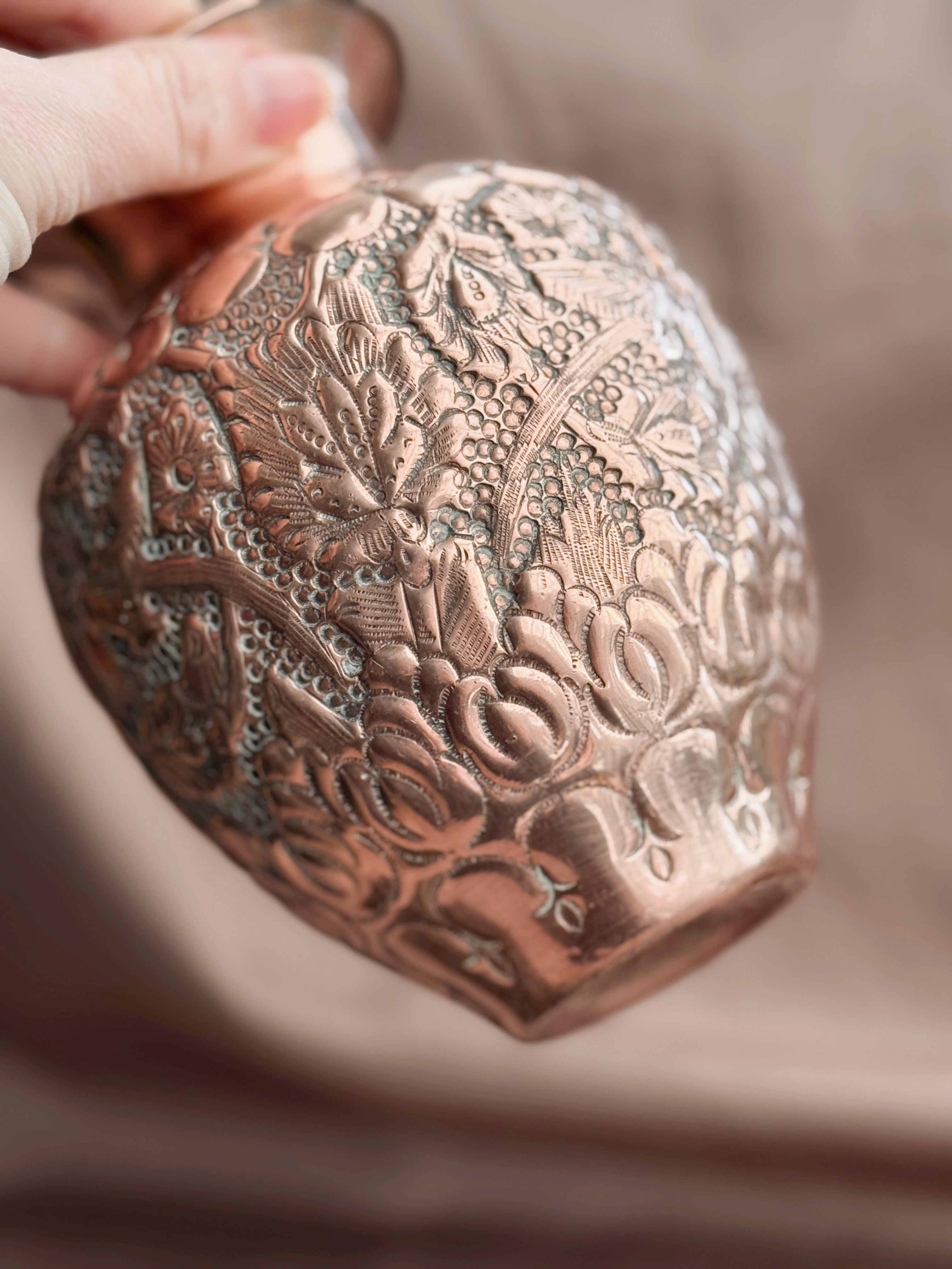 Vintage Copper Floral Vase