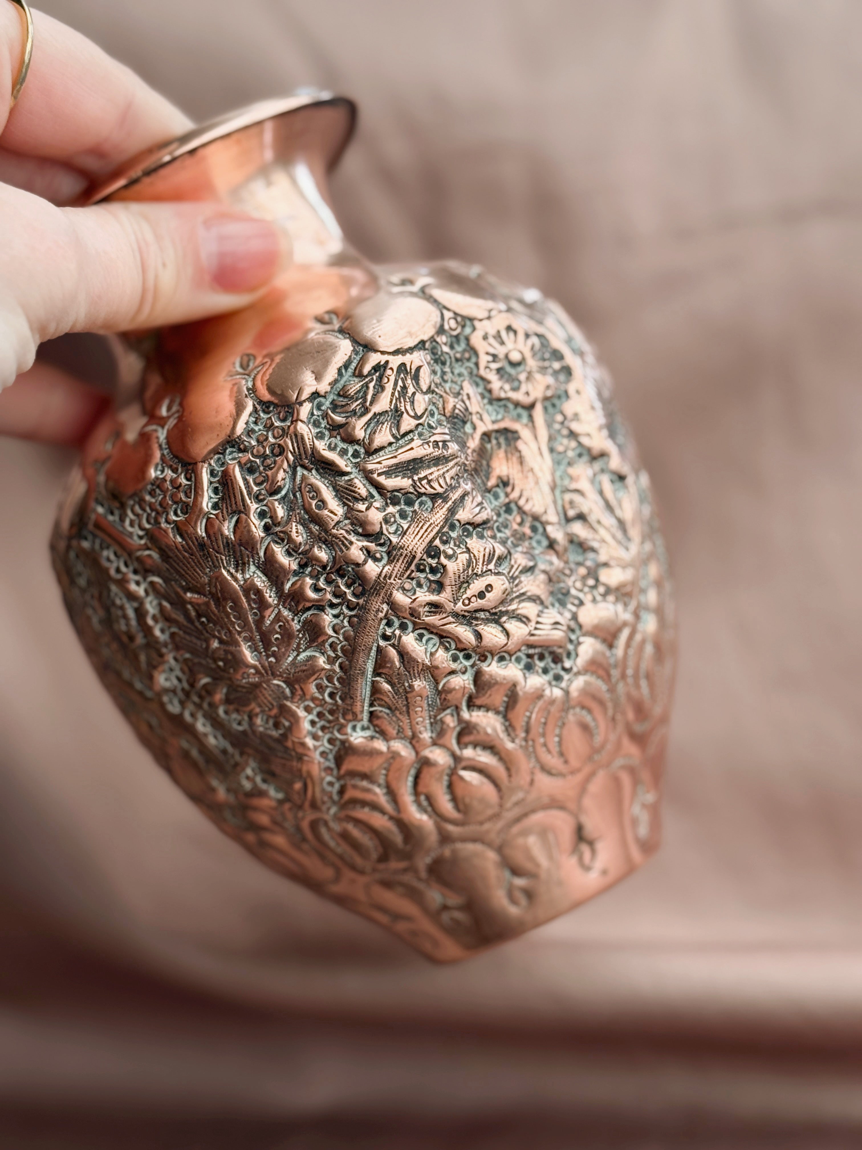 Vintage Copper Floral Vase