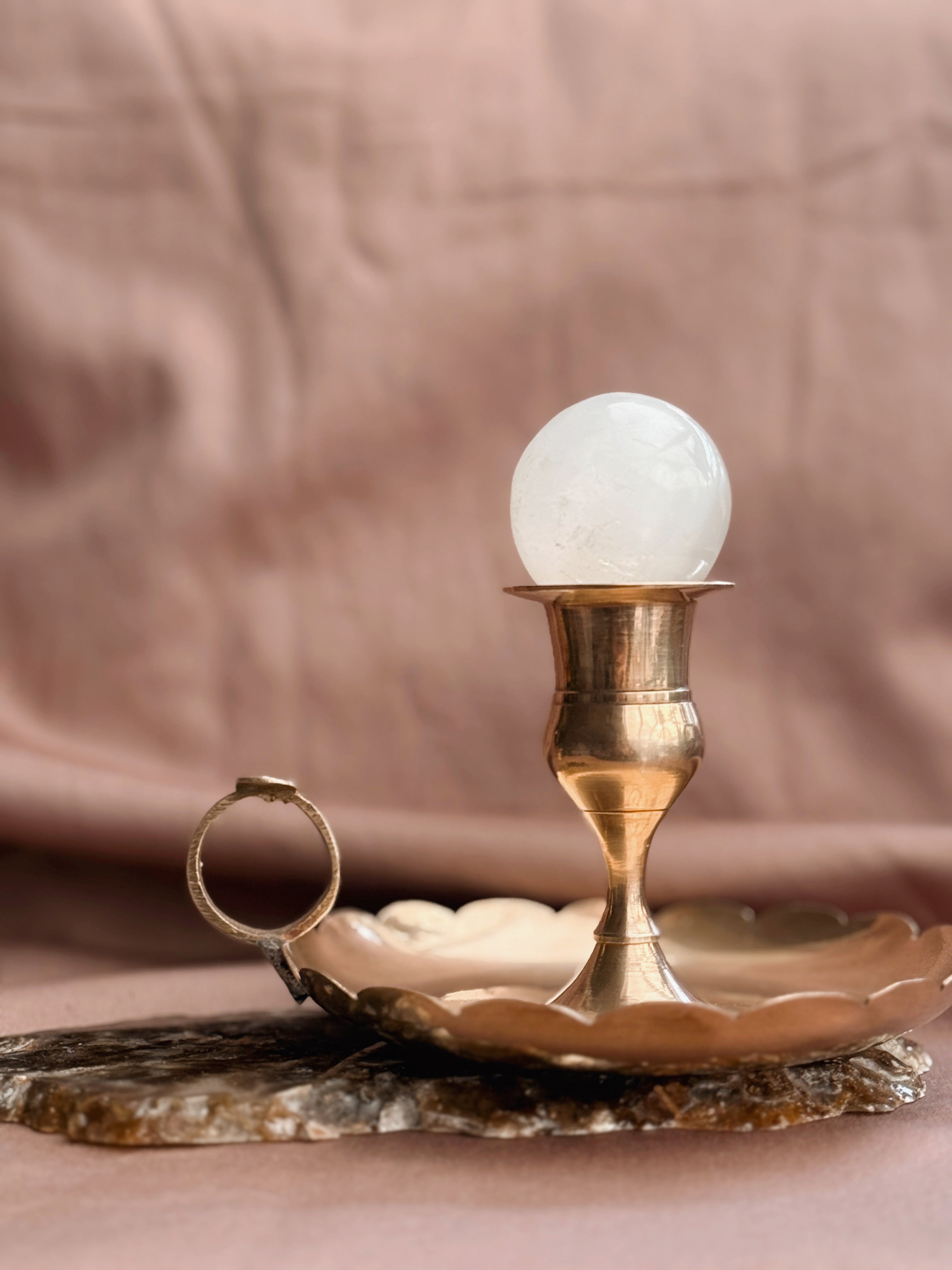 Vintage Brass Scallop Candlestick Holder