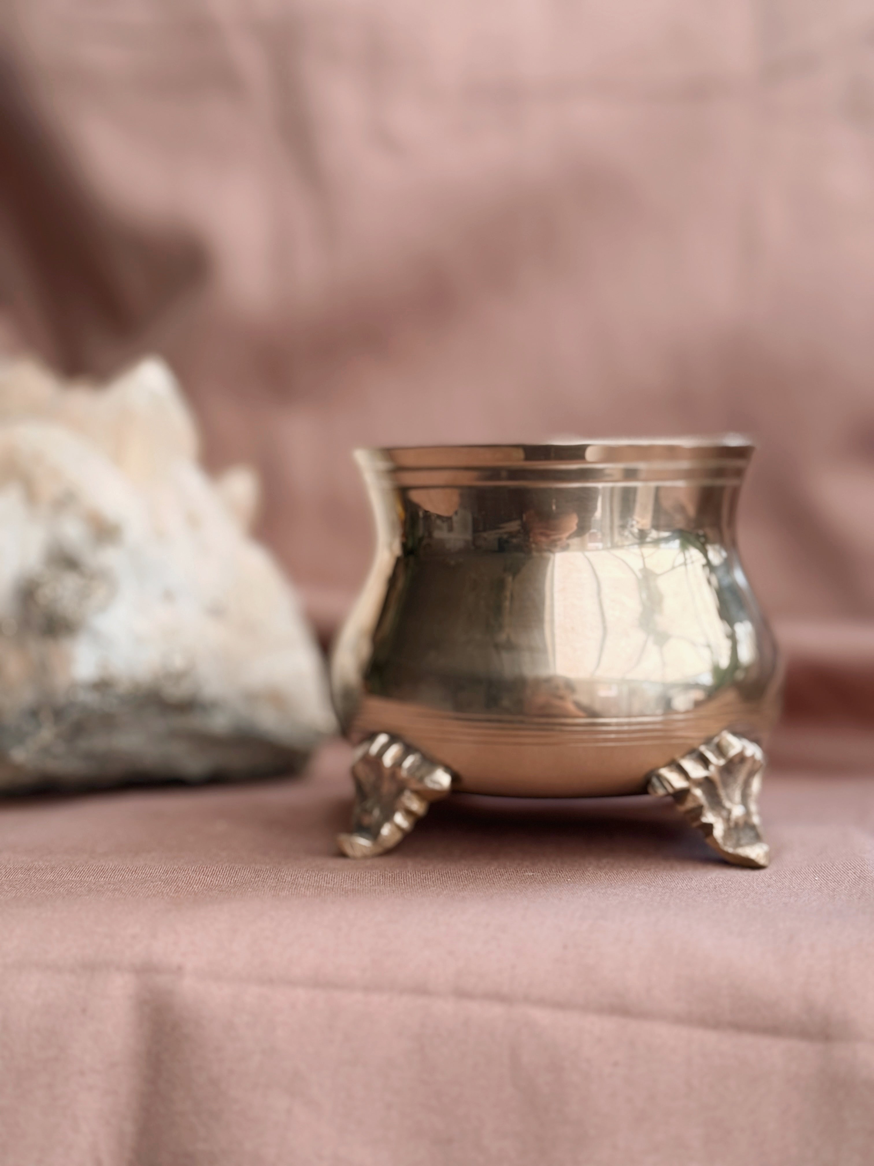 Vintage Brass Cauldron Pot