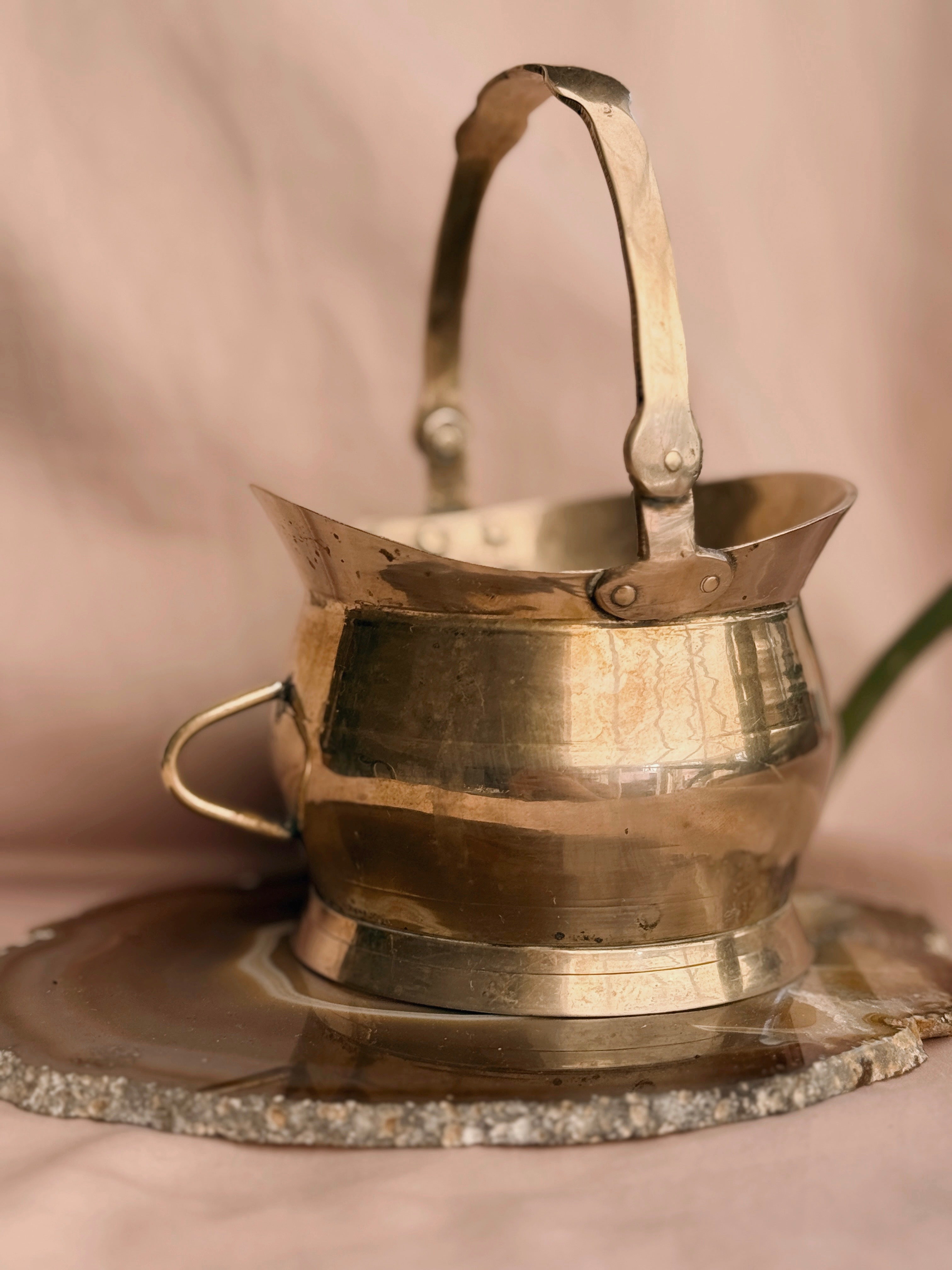 Vintage Brass Cauldron Pot