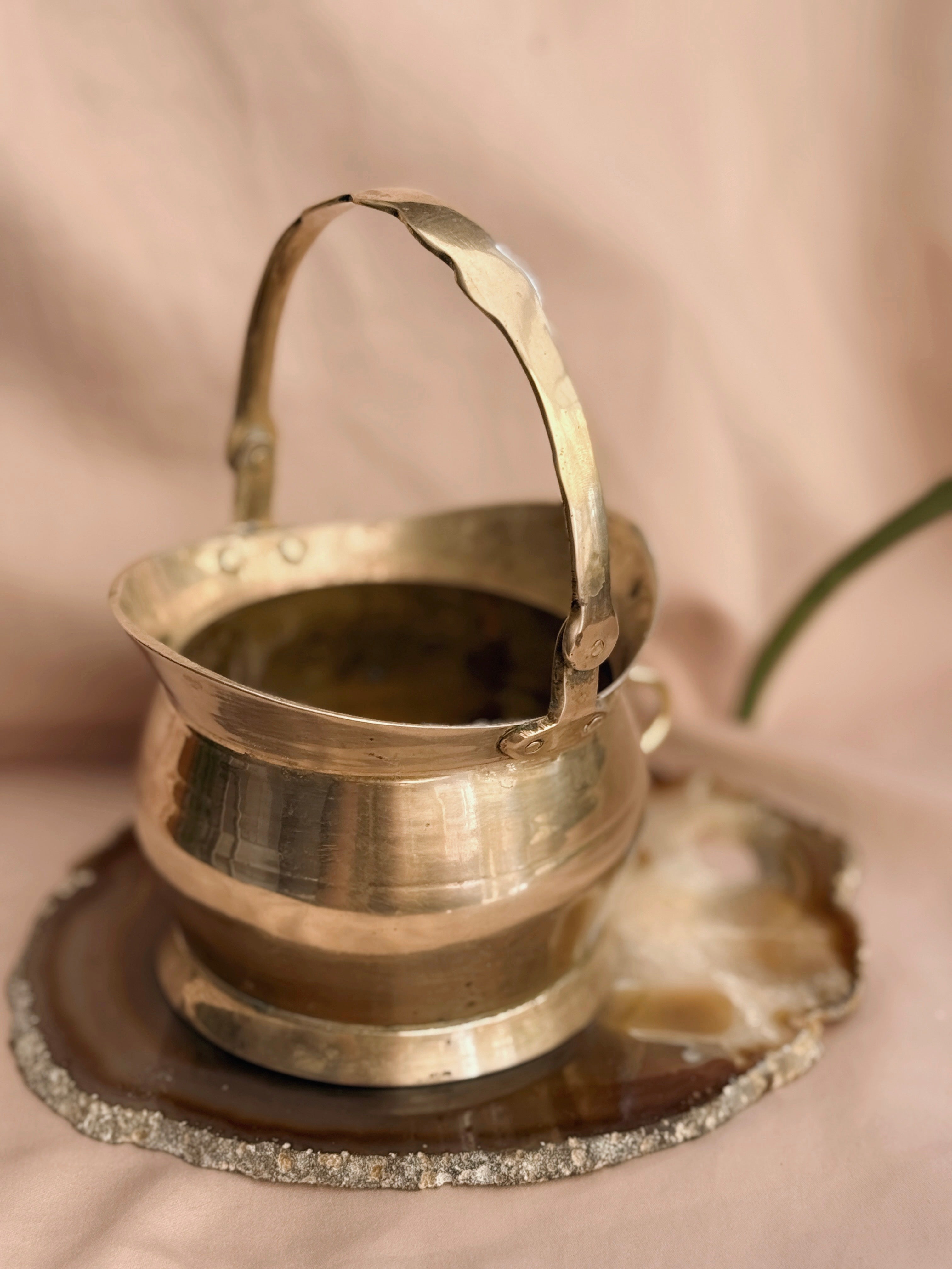 Vintage Brass Cauldron Pot